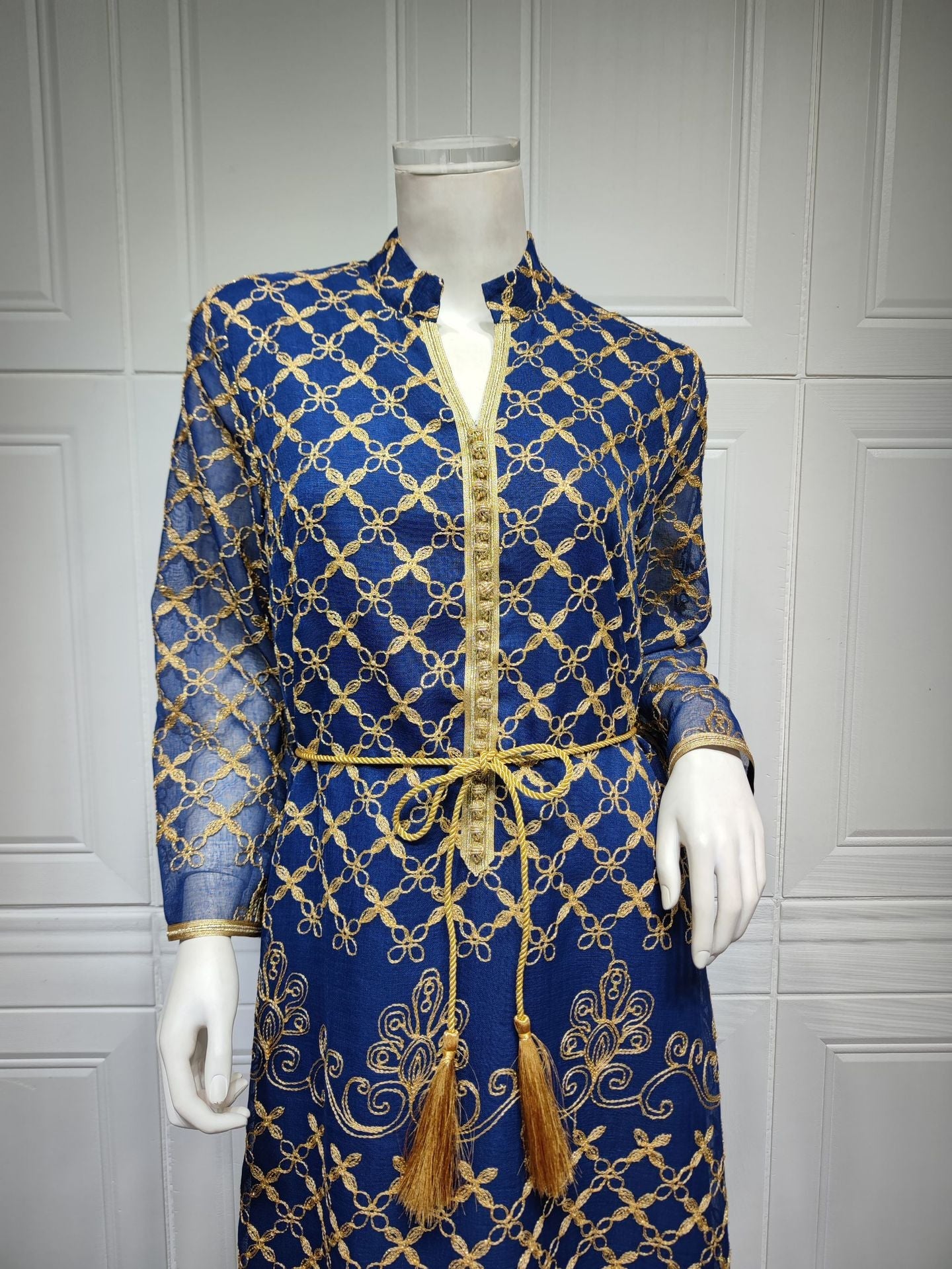 HA6640 Elegant Openwork Embroidered Abaya Long Dress