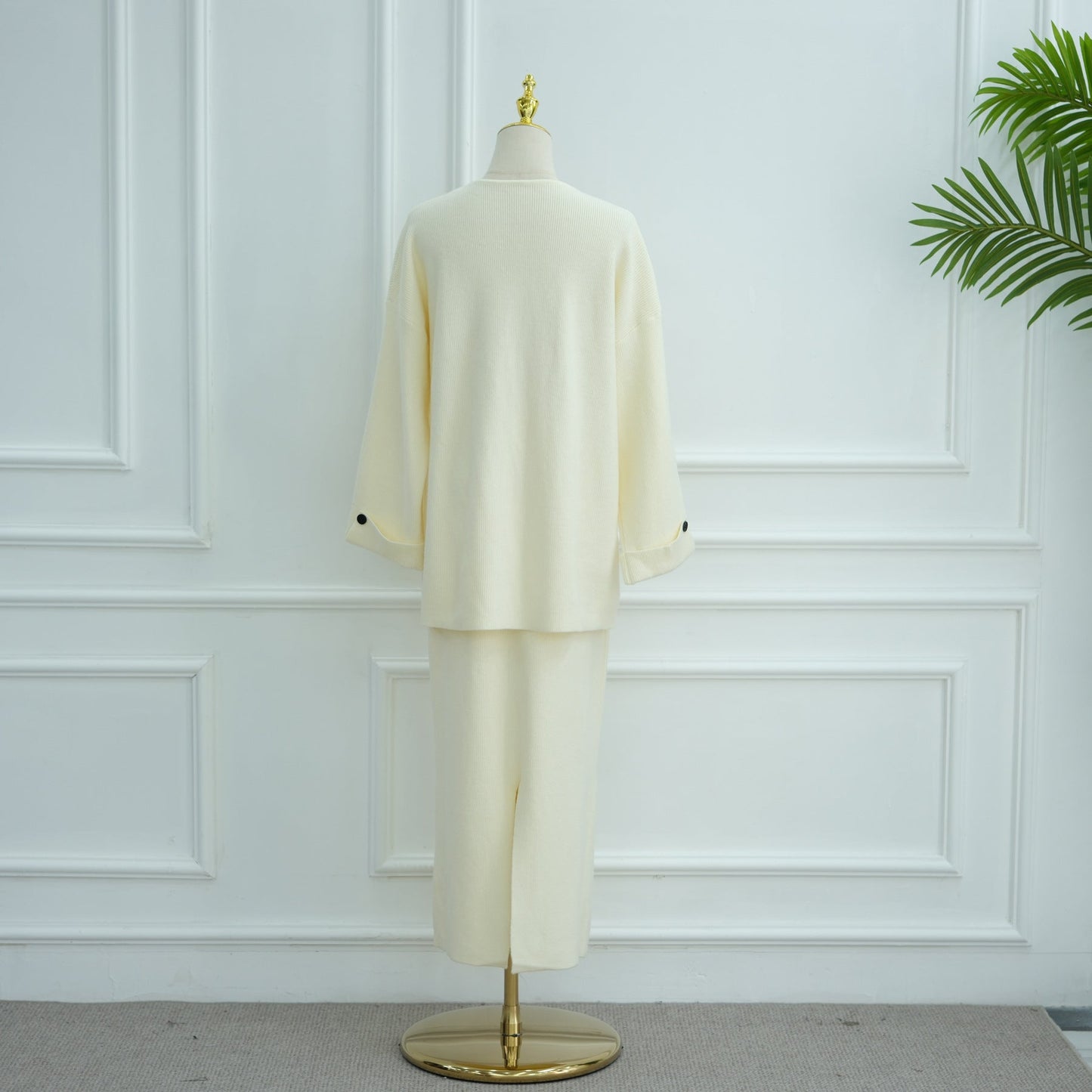 HA6597 Autumn and winter thickened knitted suit solid color two-piece suit (excluding headscarf) top + skirt