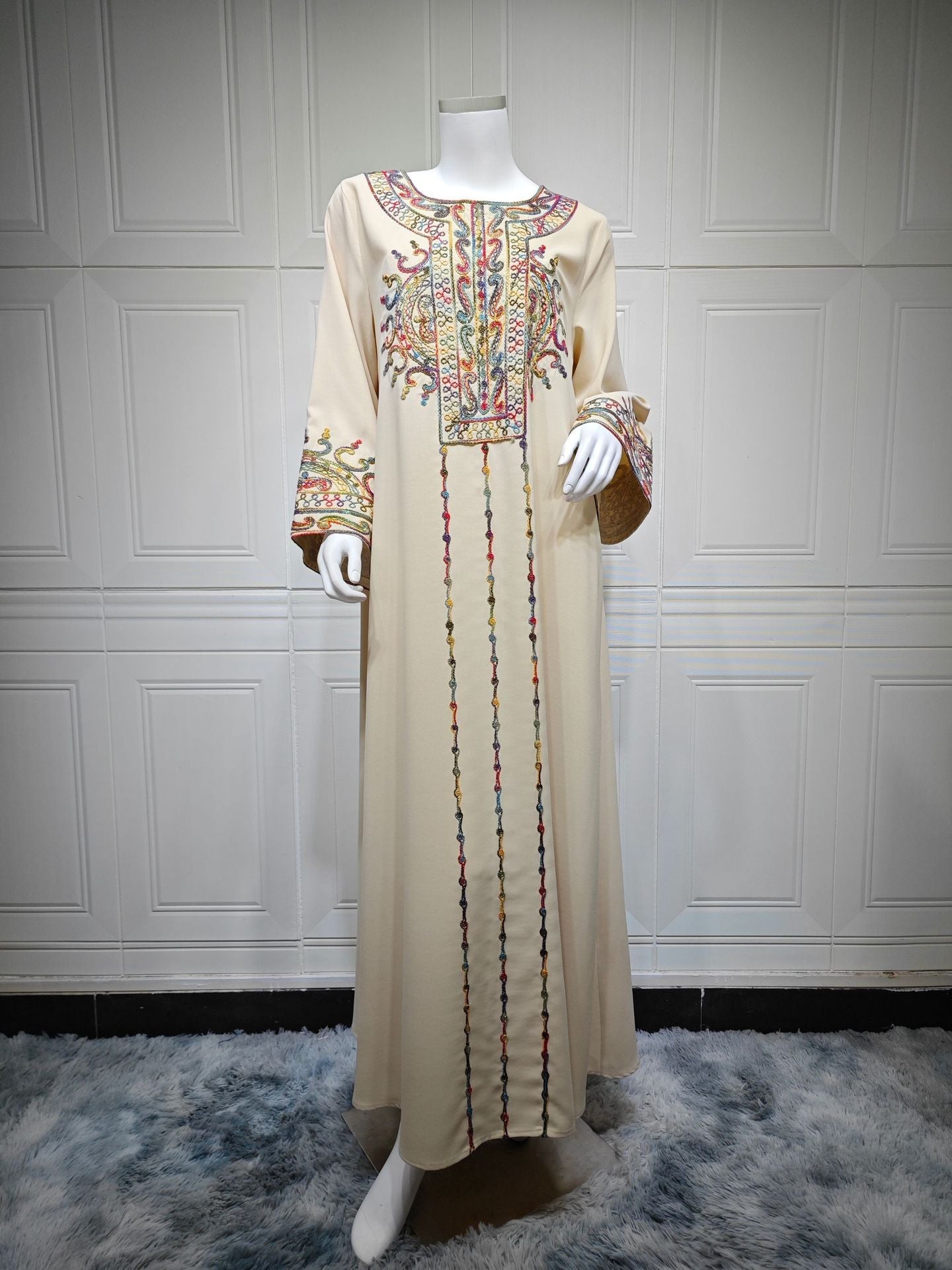 HA6666 Embroidered long wide-sleeved dress | Comfortable fit, easy to wear