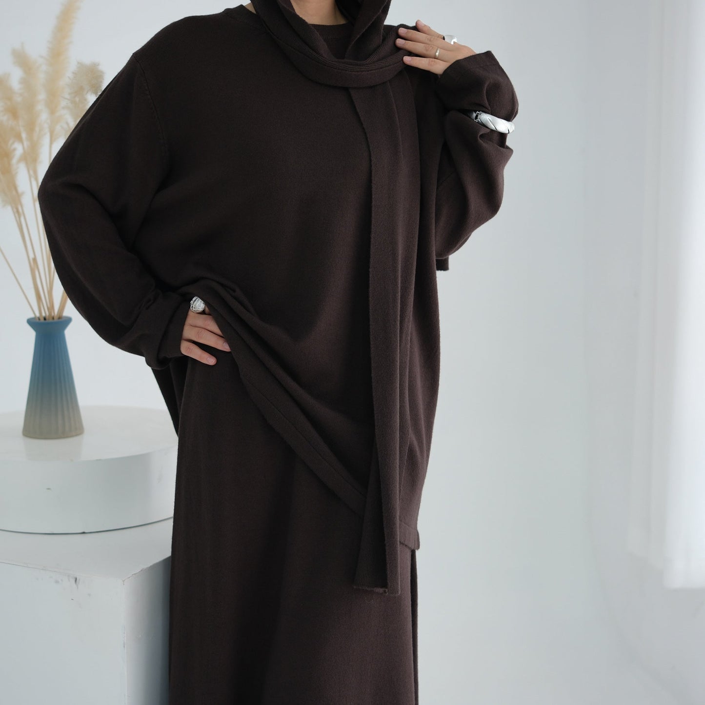 HA6609 Autumn and winter thickened knitted two-piece suit (excluding headscarf)