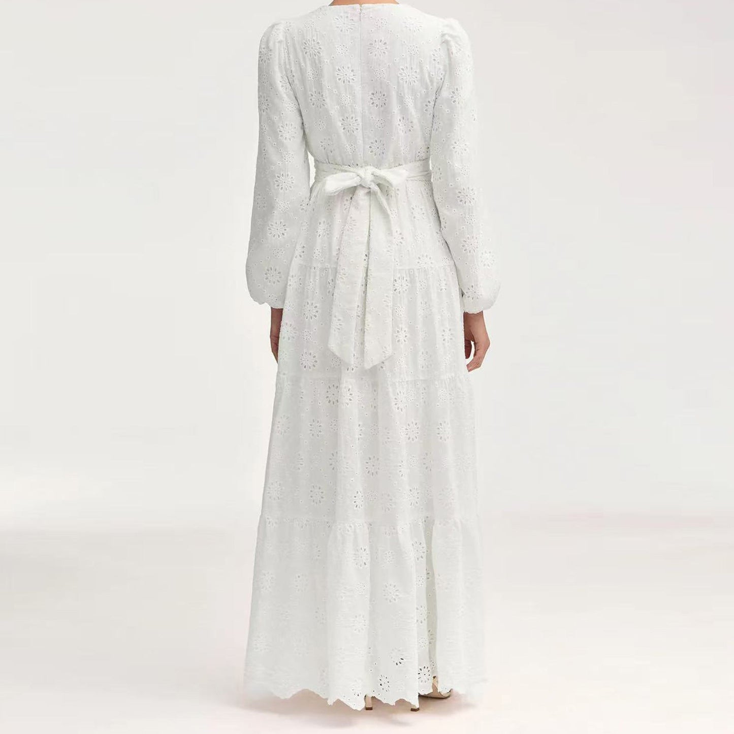 HA6630 Cotton embroidered flower long dress
