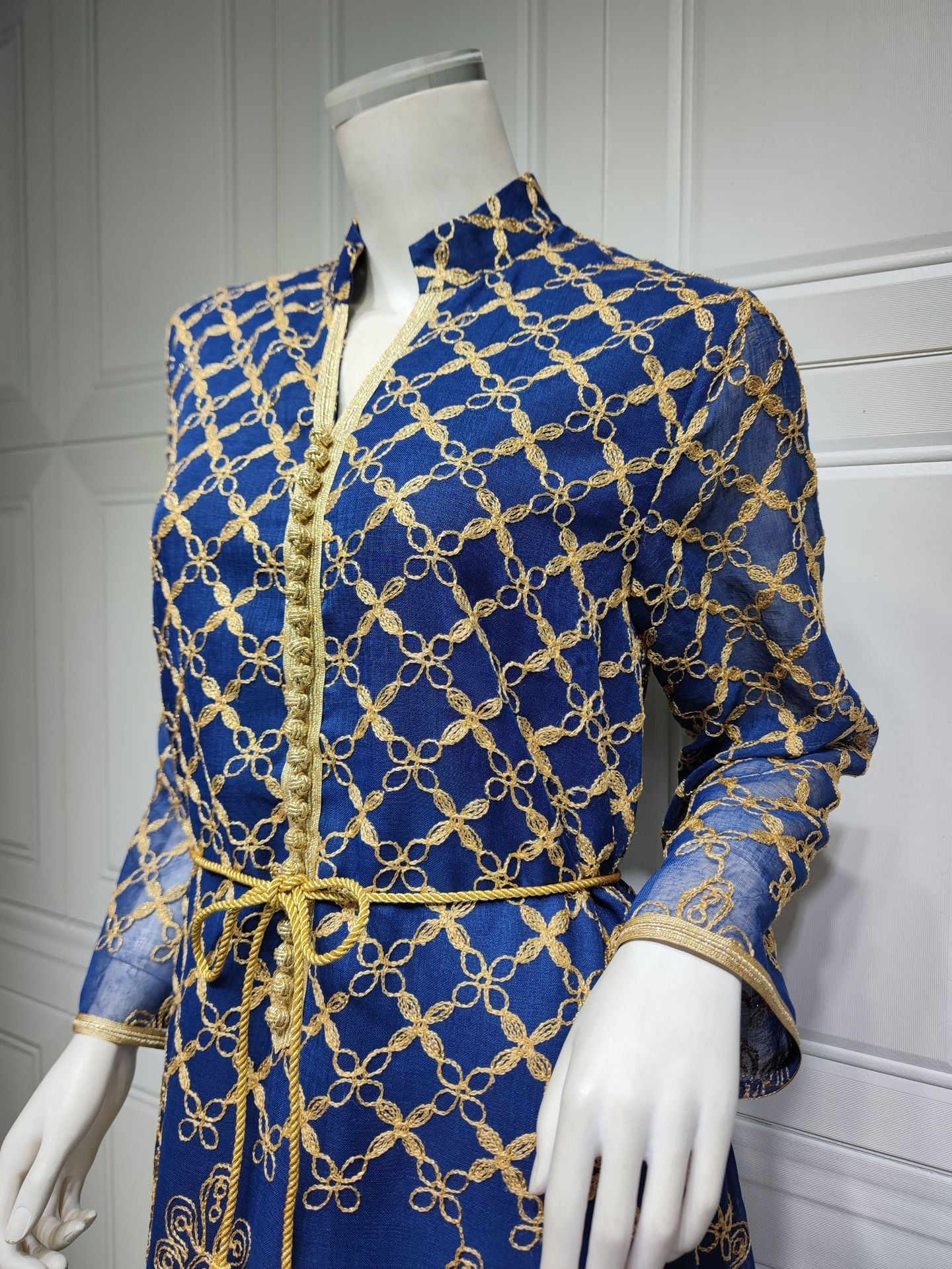 HA6640 Elegant Openwork Embroidered Abaya Long Dress