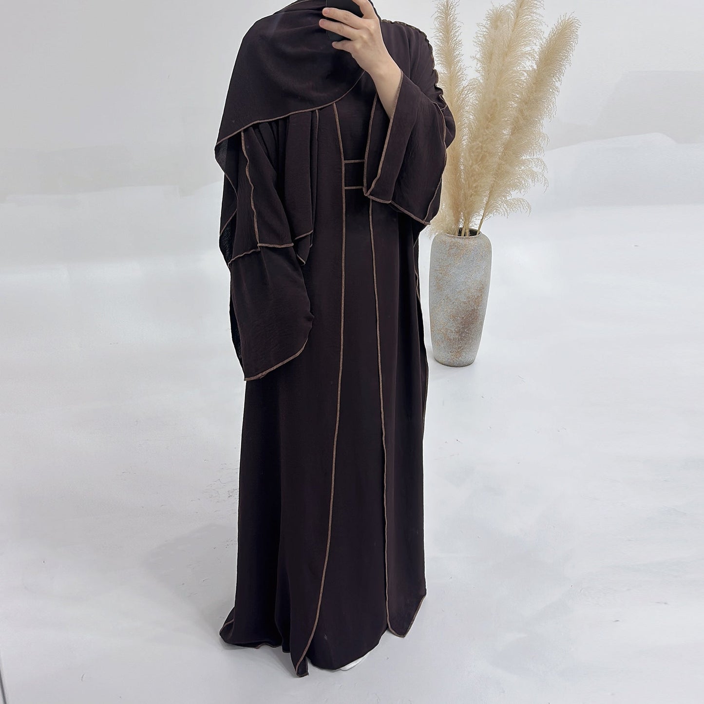 HAYA HA1182 3pcs Set Crepe Inner Dress and Cardigan and Hijab