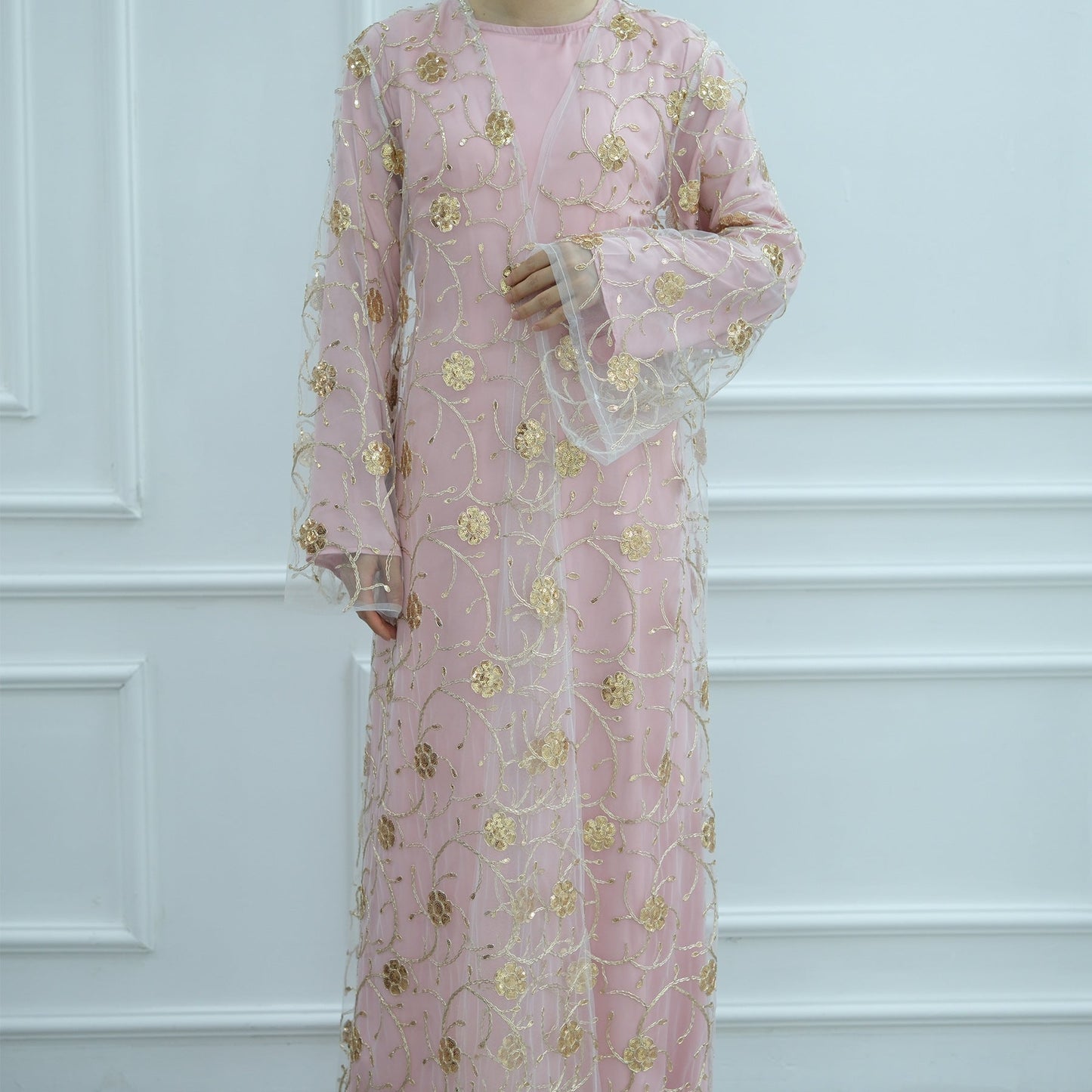 HA6627 Gold hook flower embroidered cardigan (with optional inner wear)
