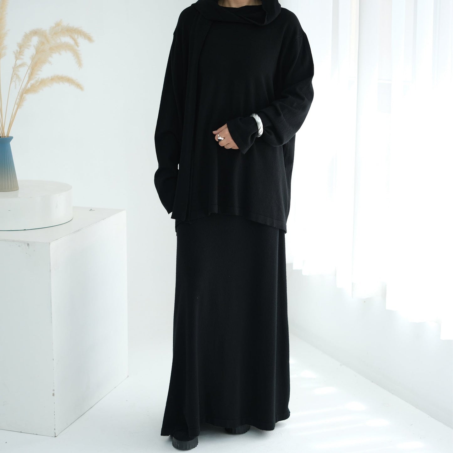 HA6609 Autumn and winter thickened knitted two-piece suit (excluding headscarf)