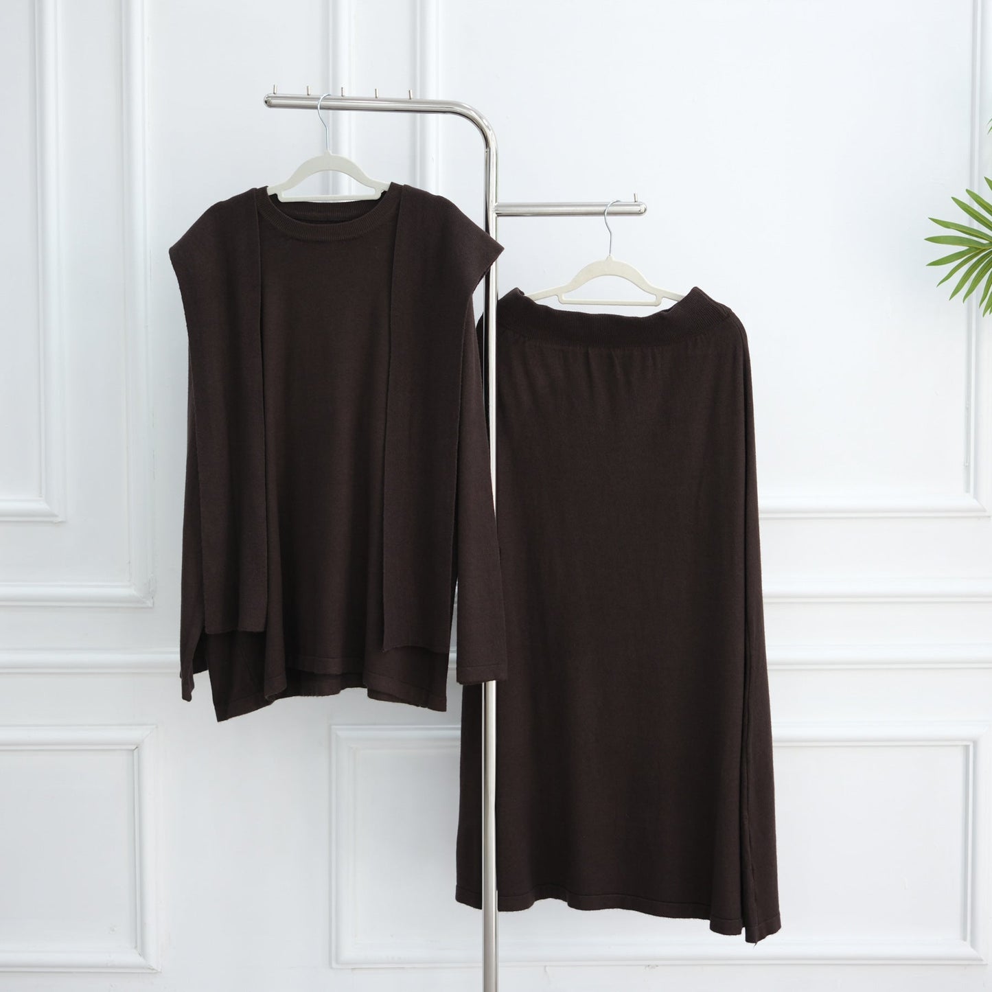 HA6609 Autumn and winter thickened knitted two-piece suit (excluding headscarf)