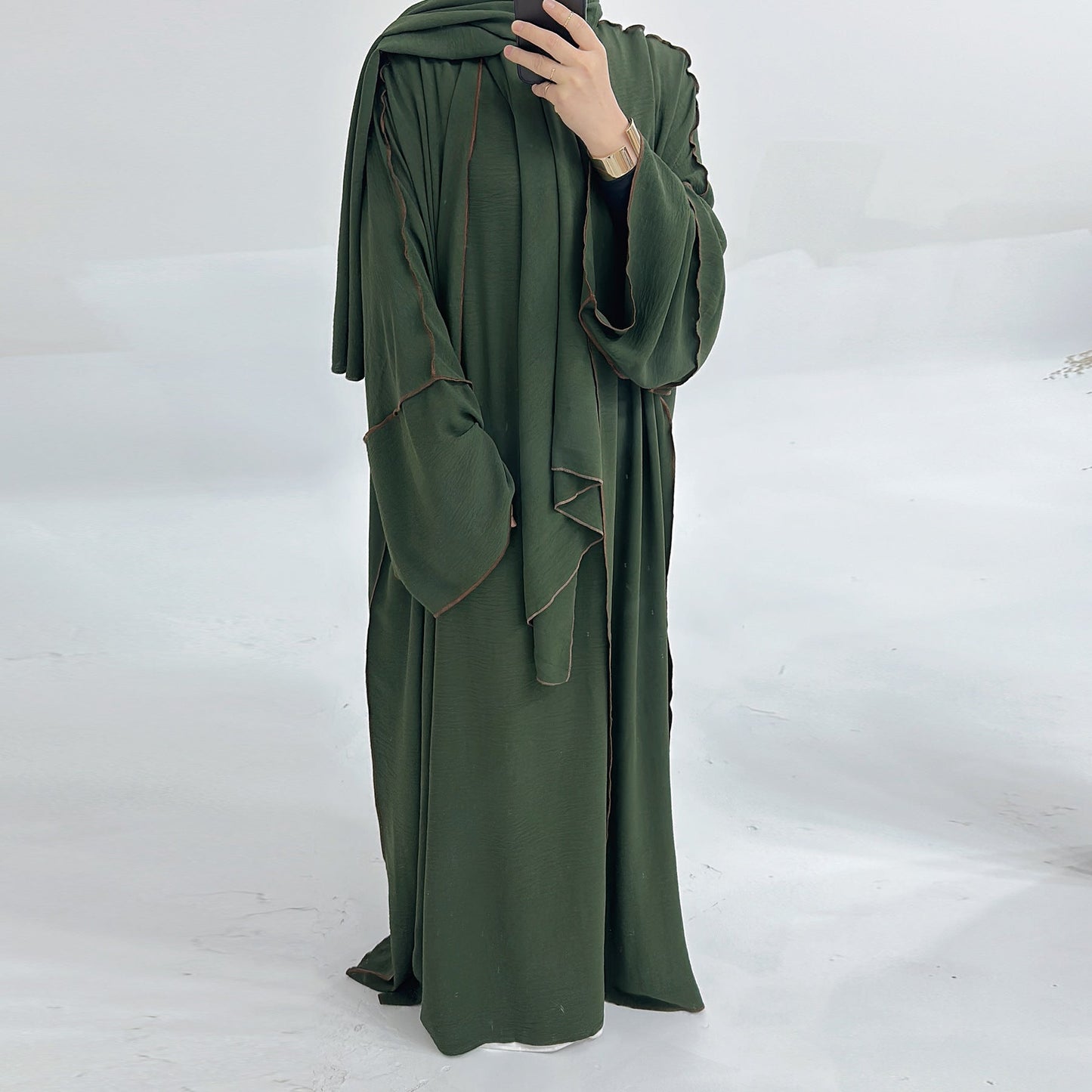 HAYA HA1182 3pcs Set Crepe Inner Dress and Cardigan and Hijab
