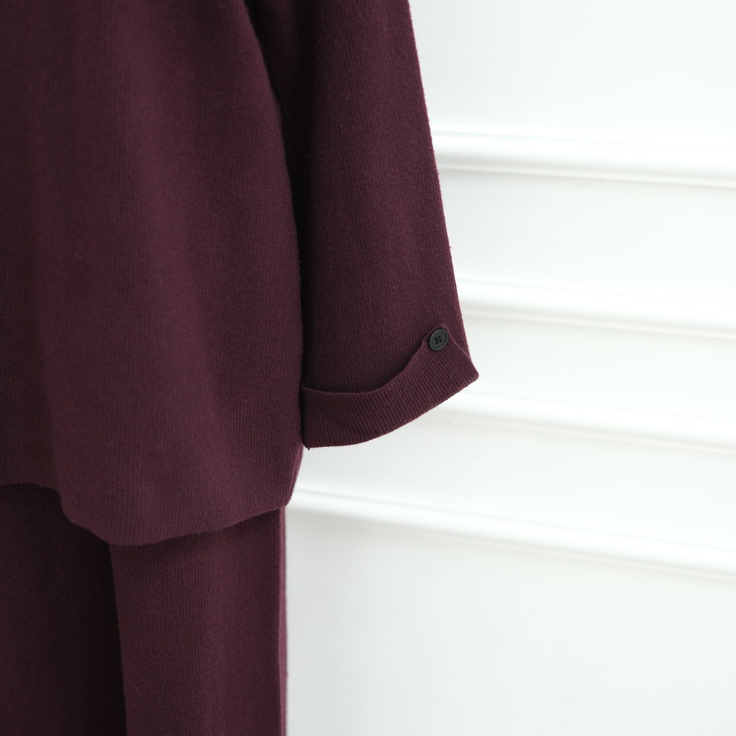 HA6600 Autumn and winter thickened knitted suit solid color two-piece suit (headscarf not included) cuff button design