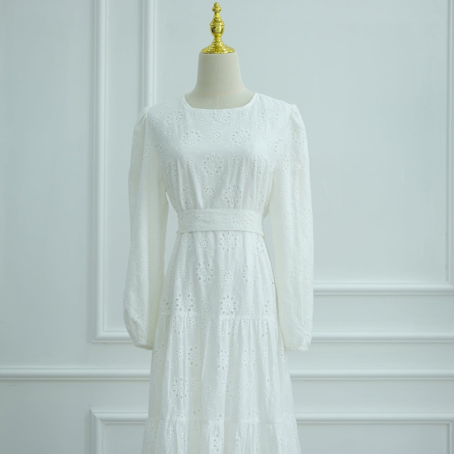 HA6630 Cotton embroidered flower long dress