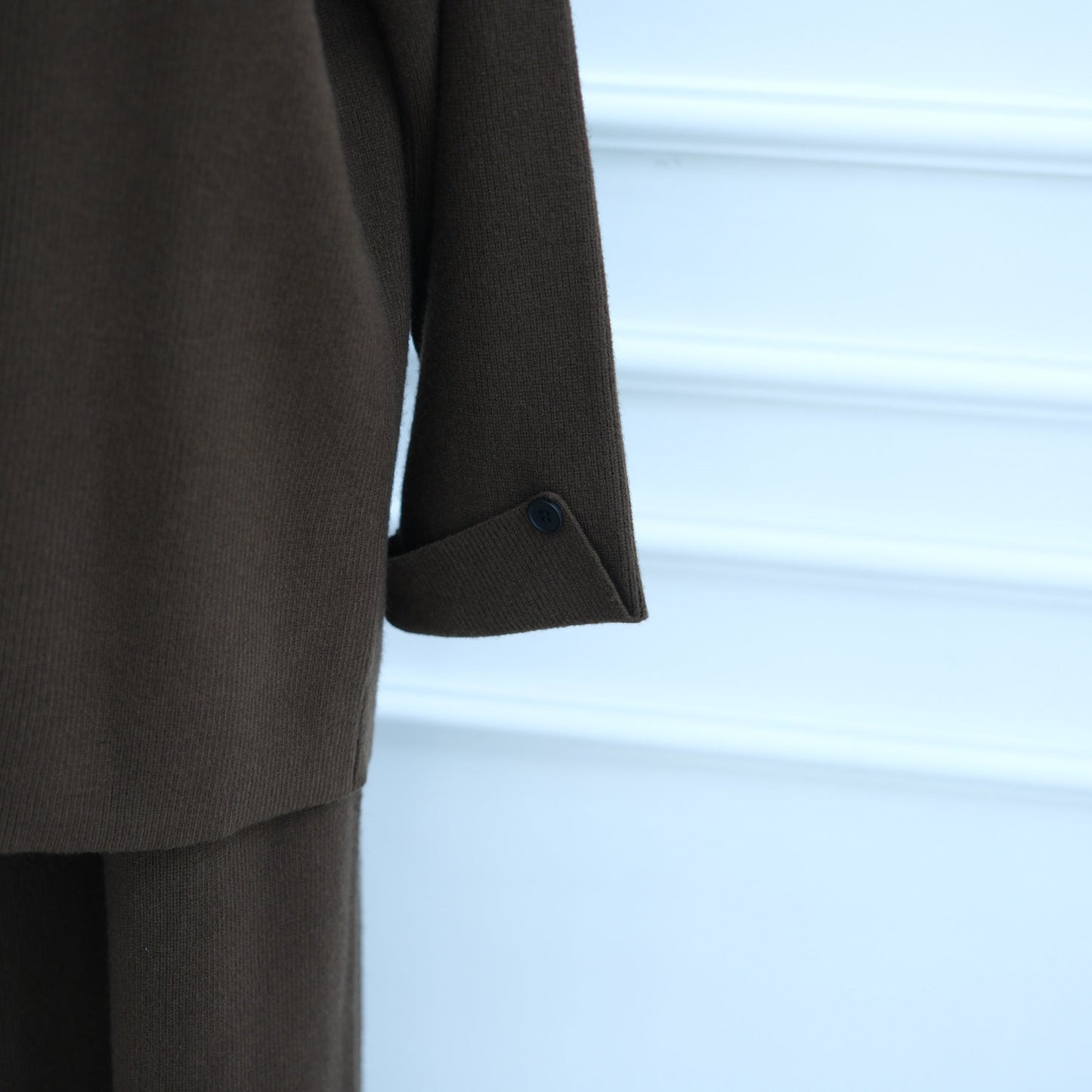 HA6600 Autumn and winter thickened knitted suit solid color two-piece suit (headscarf not included) cuff button design