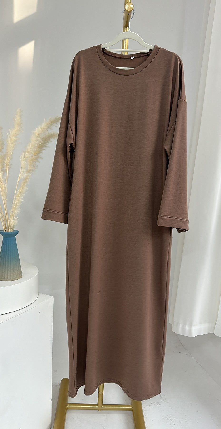HAYA HAYA1089 Solid Color Hoodie Dress