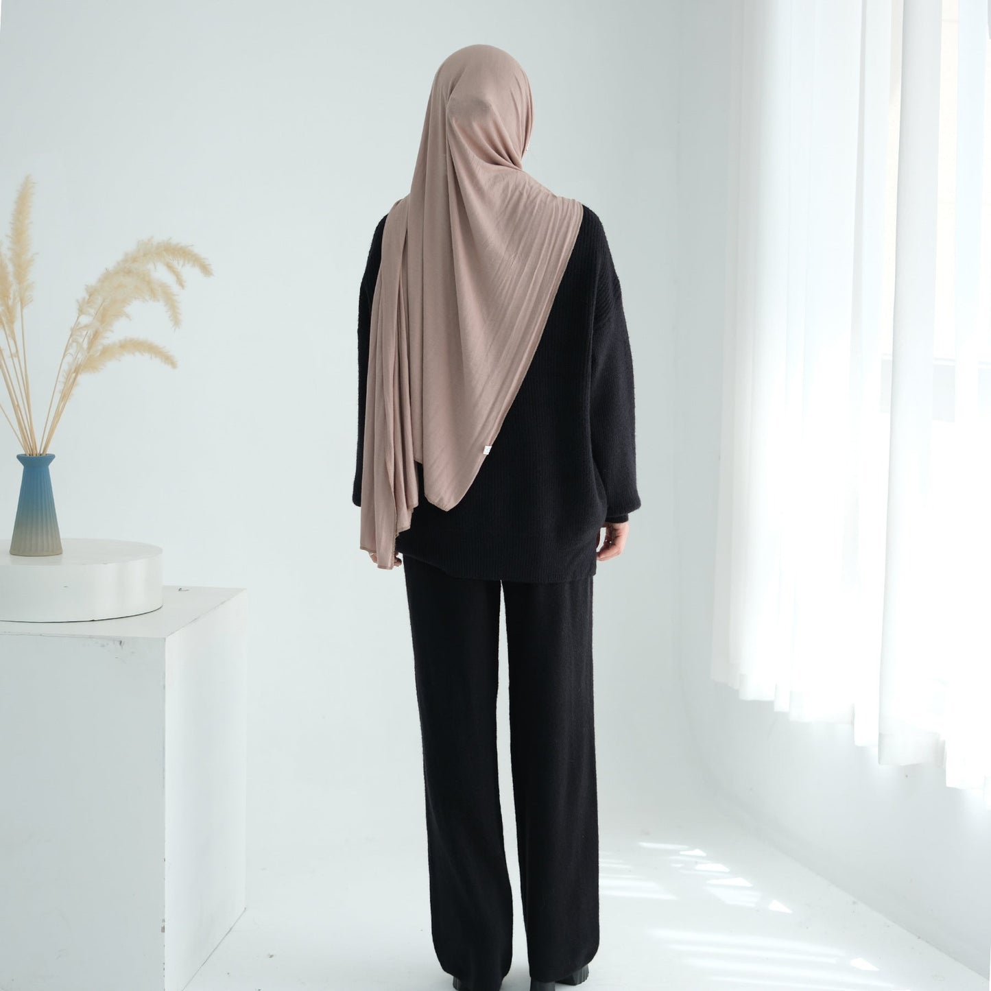 HA6594 Autumn and Winter Thickened Knitted Suit | Simple Solid Color Two-piece Suit