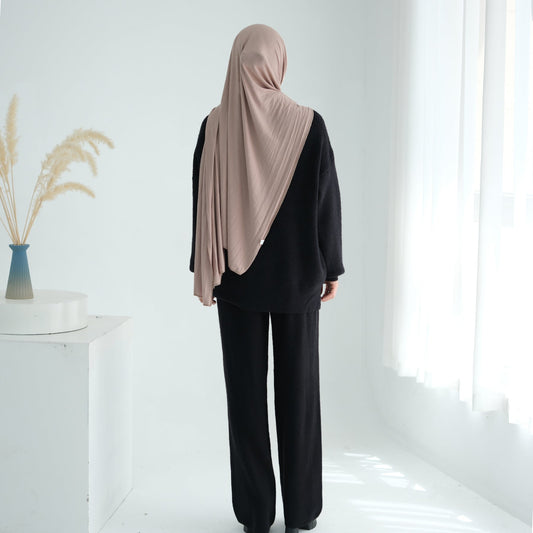 HA6594 Autumn and Winter Thickened Knitted Suit | Simple Solid Color Two-piece Suit