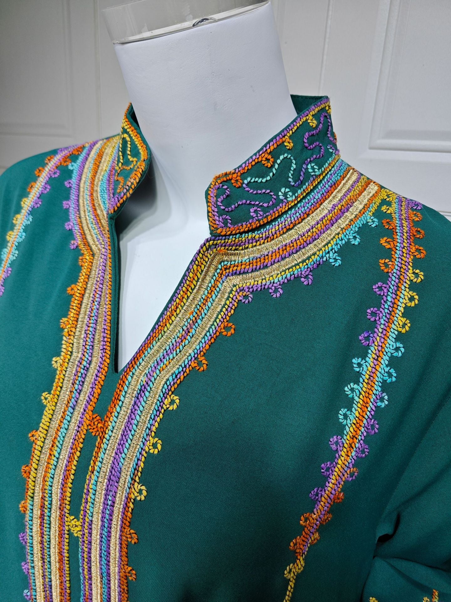 HA6661 Rope Embroidery Pullover Robe Dress, Long Sleeves, Loose Fit.