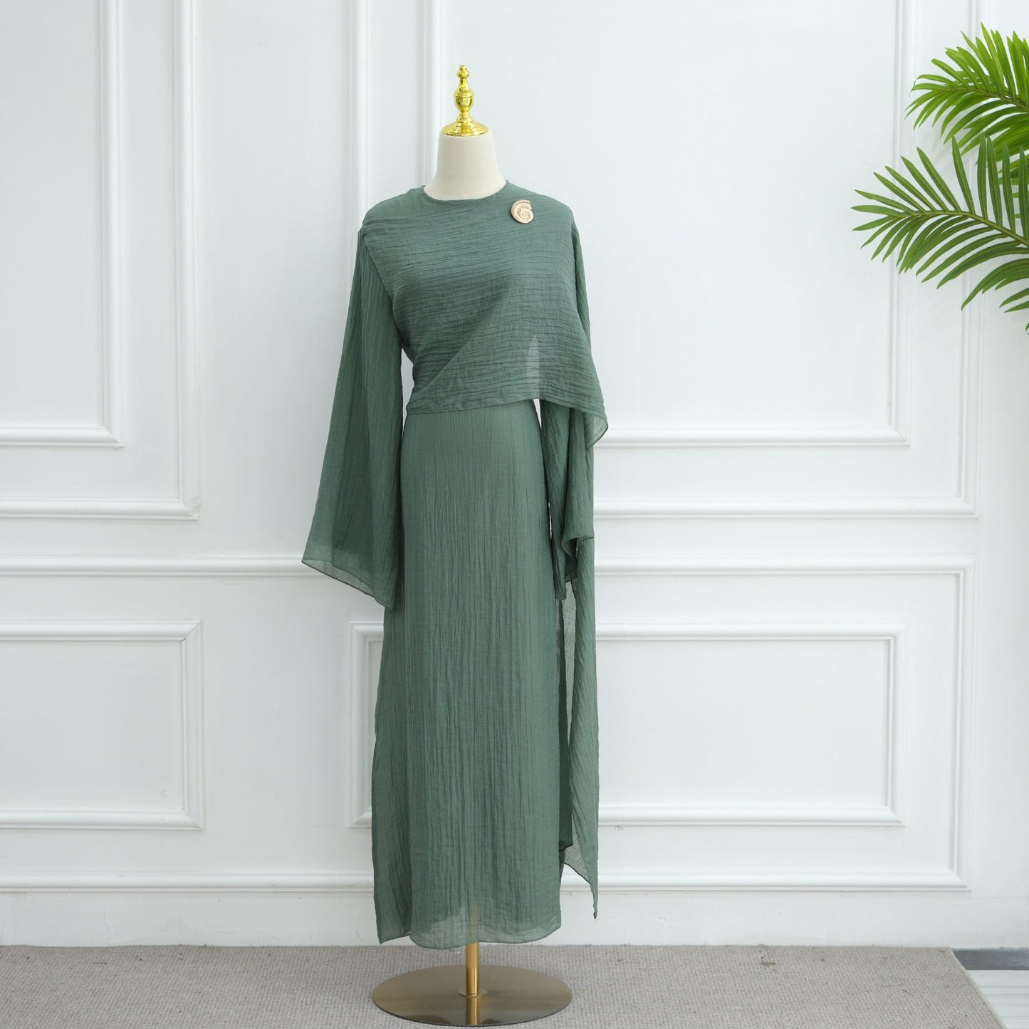HA6629 Design Solid Color Double Layer Dress