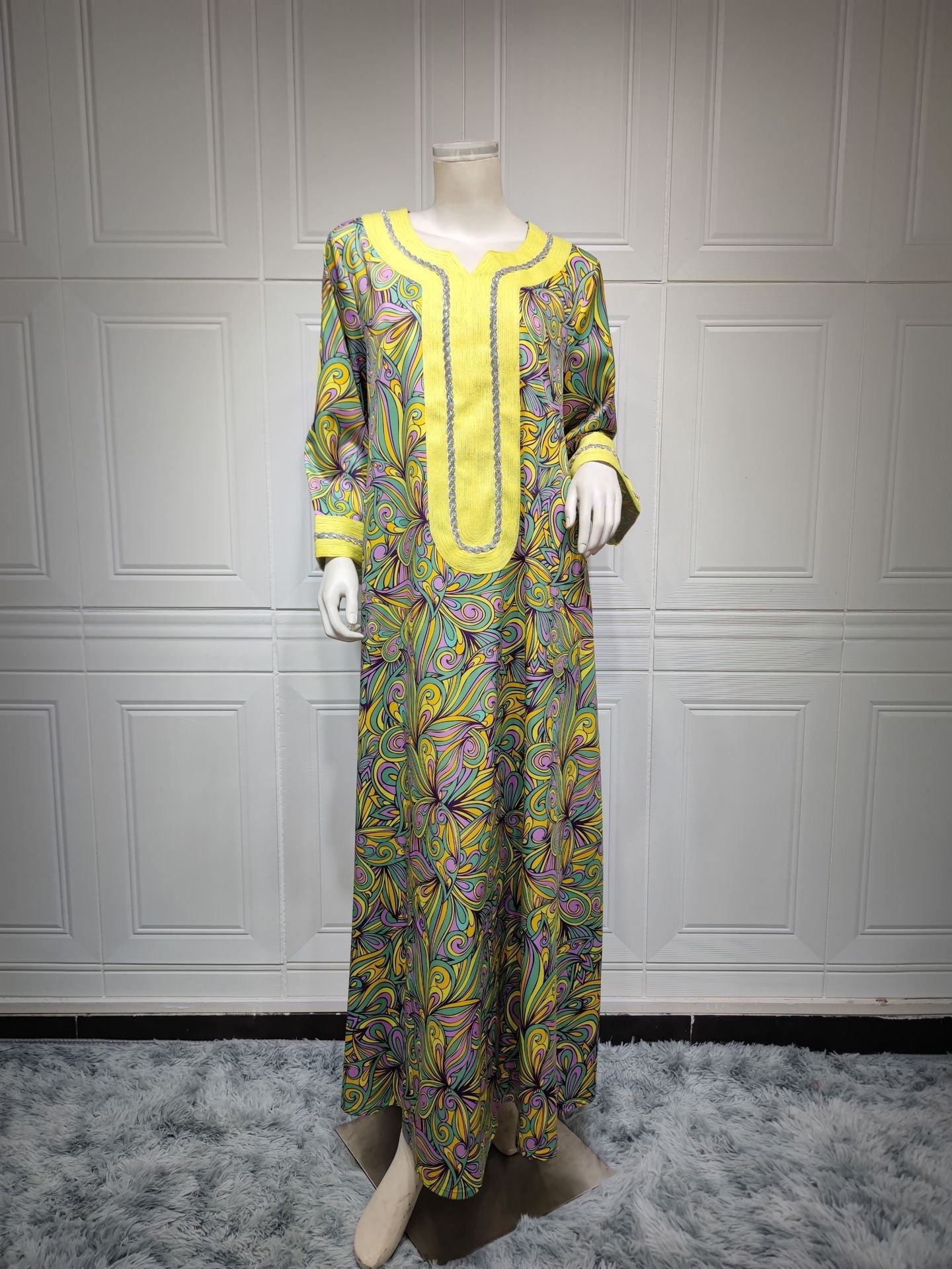 HAYA HAYA1074 Muslim Embroidered Hot Diamond Dress