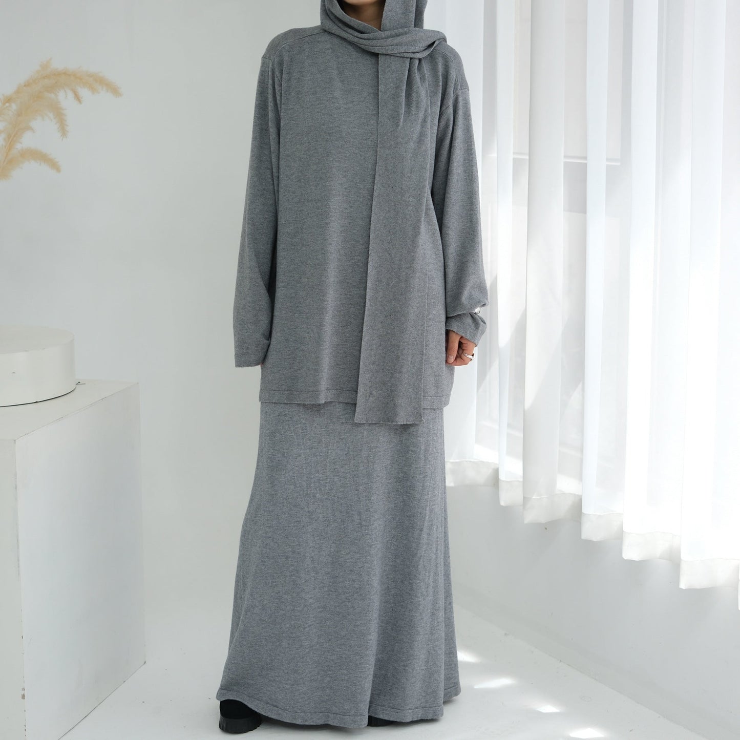 HA6609 Autumn and winter thickened knitted two-piece suit (excluding headscarf)