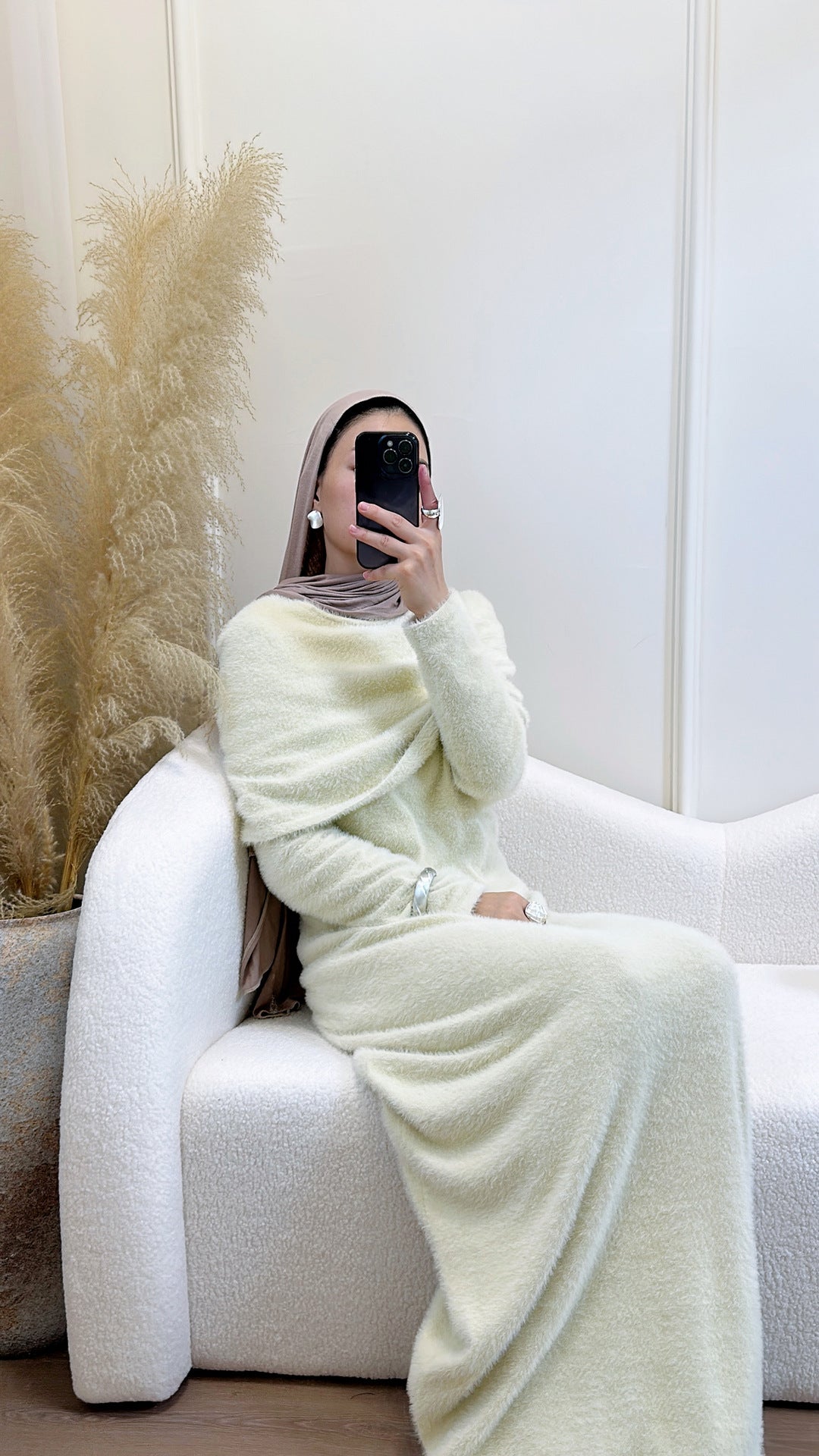 HA6604  Slim-fit Knit Sweater Two-piece Set with Shawl Design (headscarf Optional)