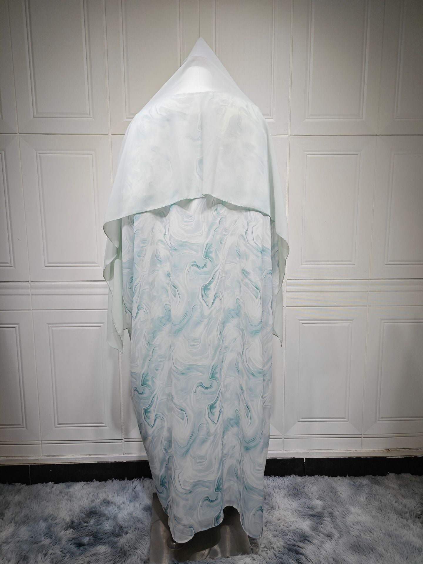 HA6635 Abaya chiffon printed two-piece set (including headscarf)