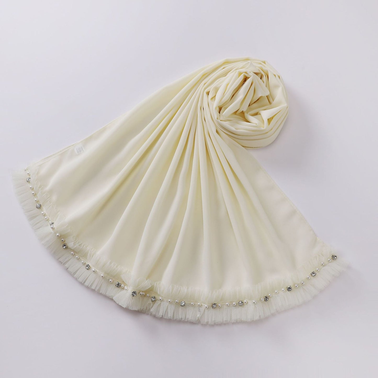 HAYA HA1118 Pearl Chiffon Lace Headscarf