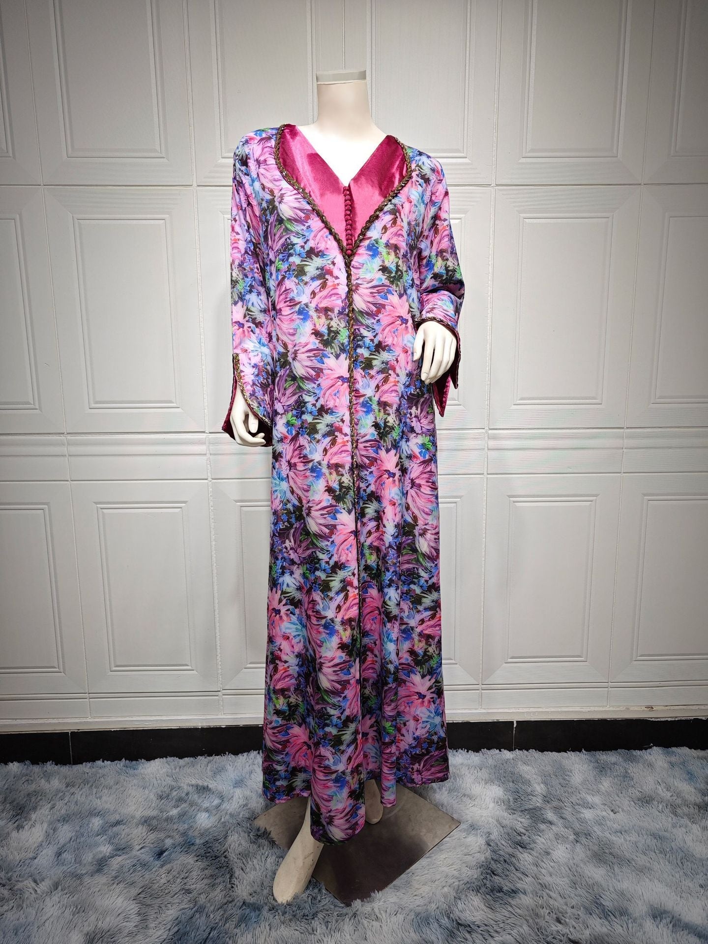 HAYA HAYA1070 Fashionable Printed Diamond Set Robe