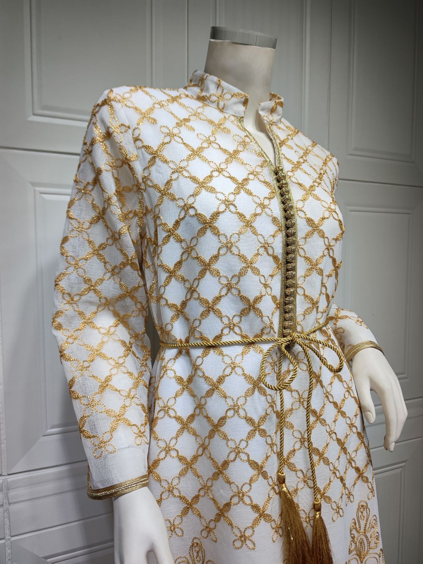 HA6640 Elegant Openwork Embroidered Abaya Long Dress
