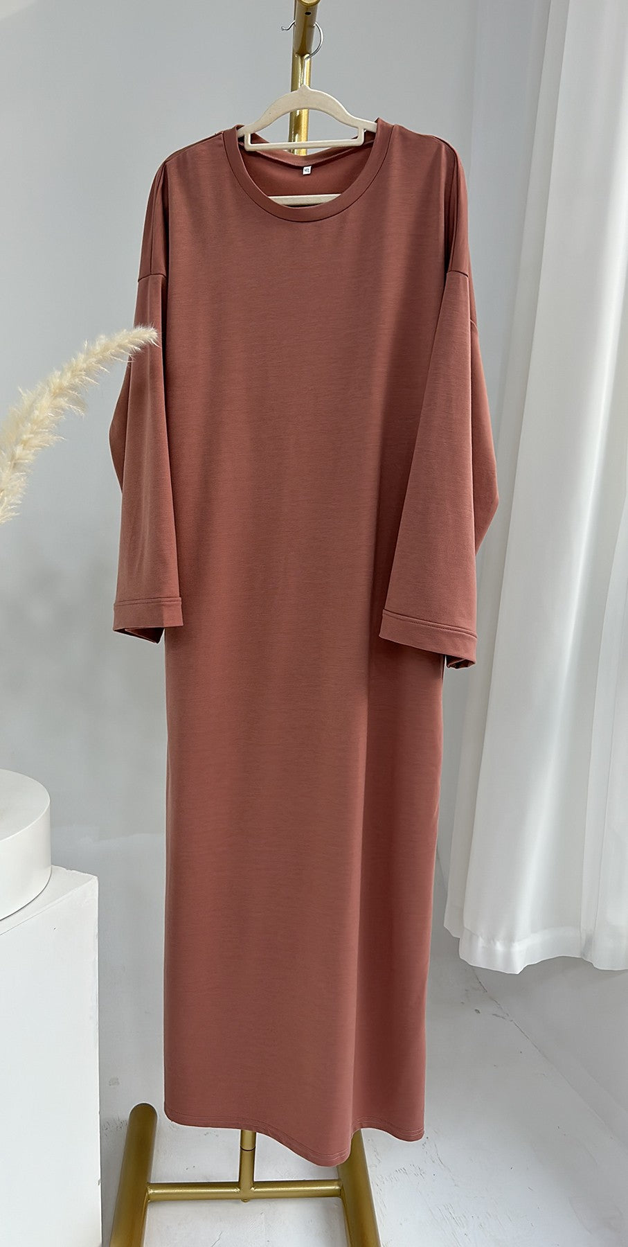 HAYA HAYA1089 Solid Color Hoodie Dress