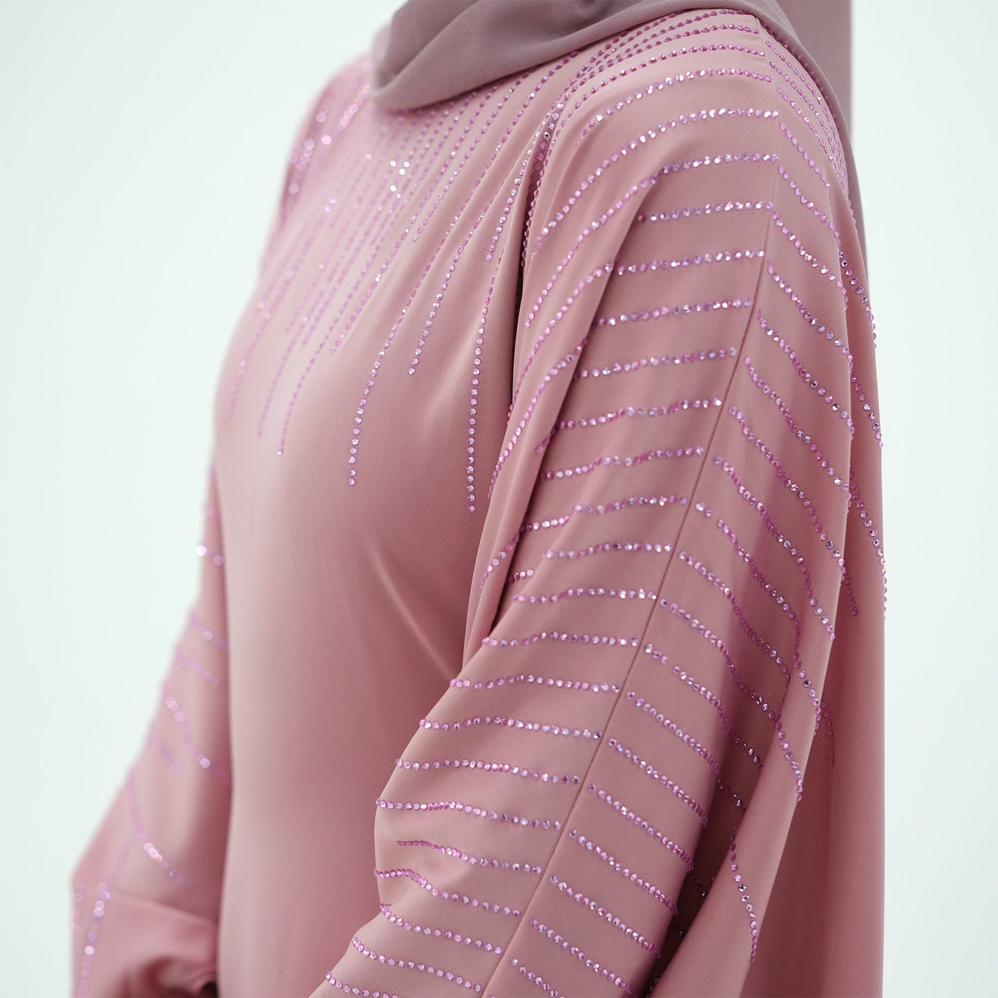 HA6610 Rhinestone-embellished long Abaya dress (headscarf not included)