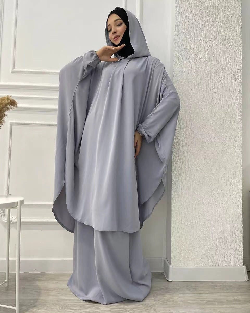 HA6583 Solid Color Long Robe Dress with Wide Swing Design