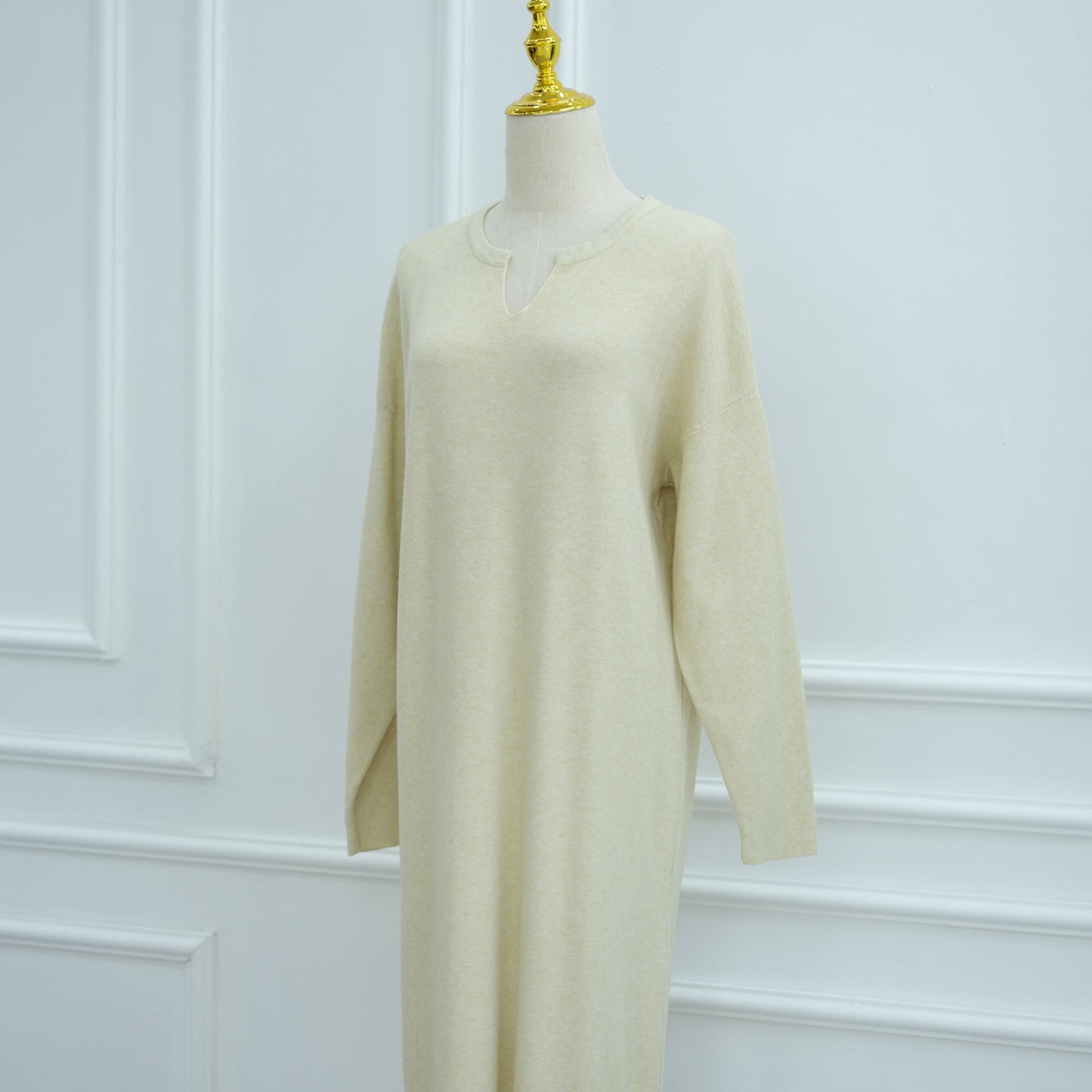HA6598 Autumn and Winter Knitted Dress, Long Solid Color (headscarf Not Included)
