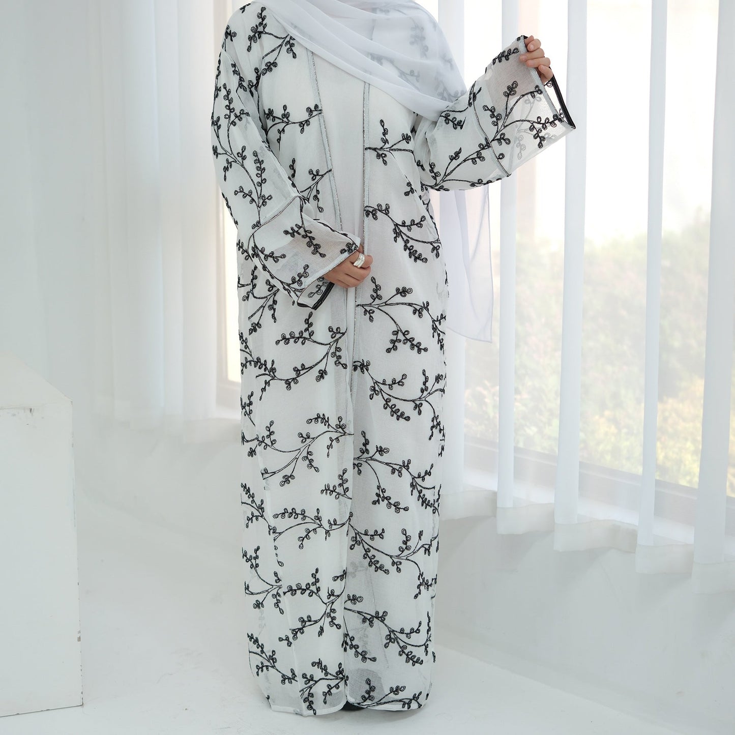 HA6623 Full-body embroidered long cardigan (optional inner layer)