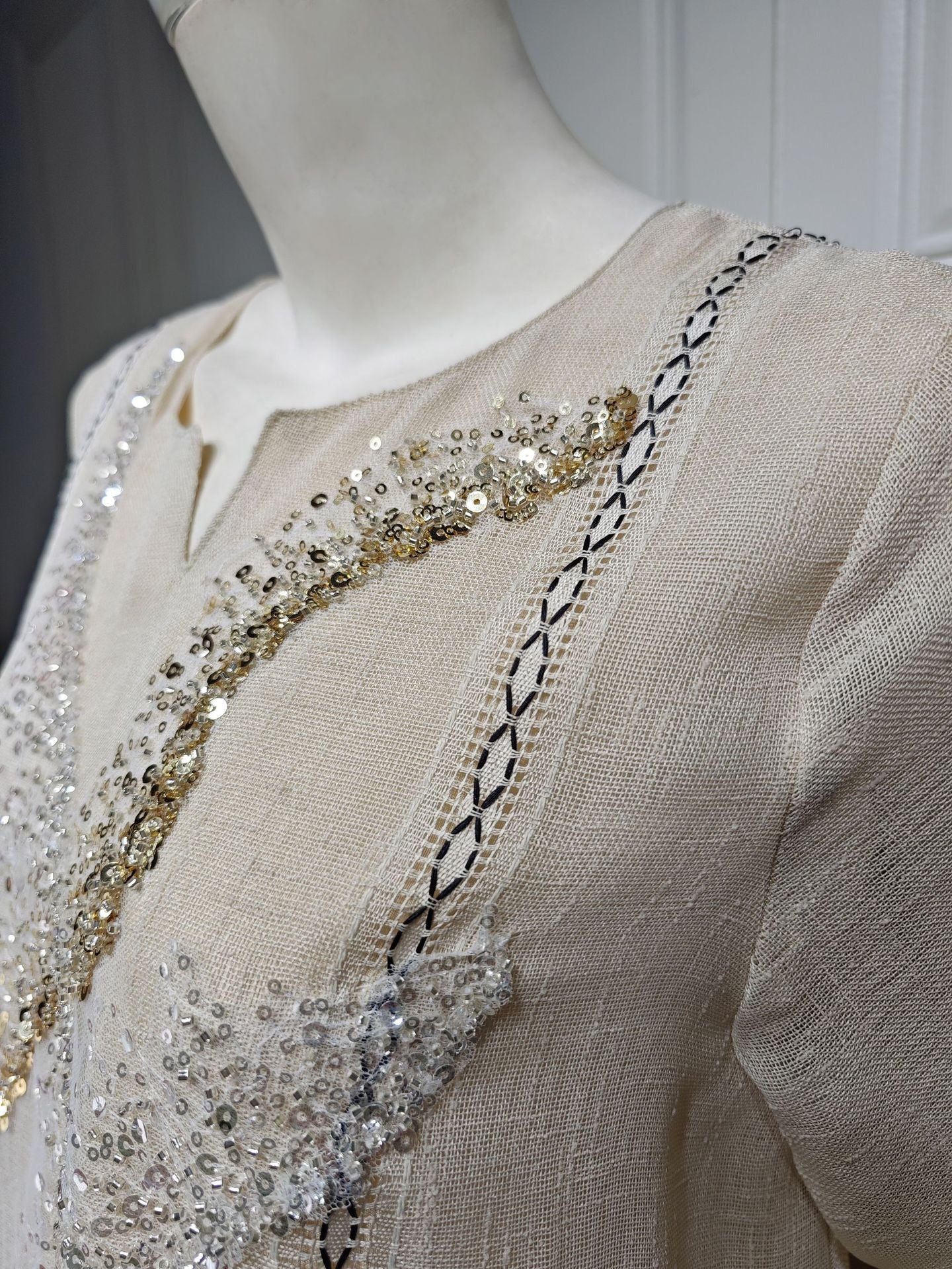 HA6637  Mesh Sequined Embroidered Long Dress