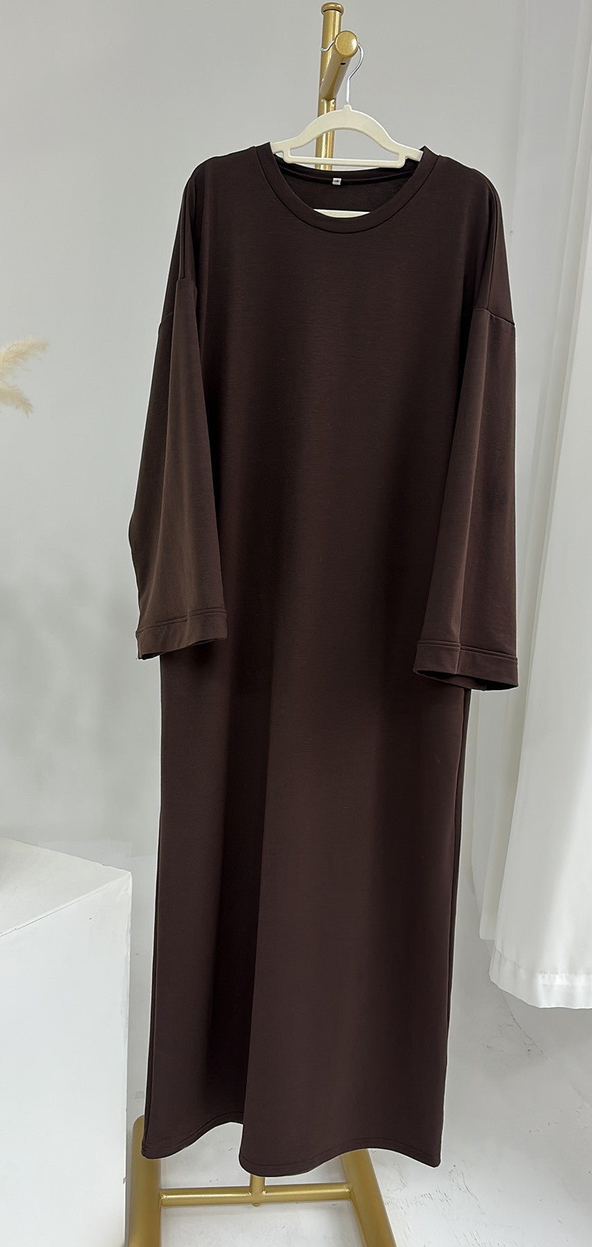 HAYA HAYA1089 Solid Color Hoodie Dress