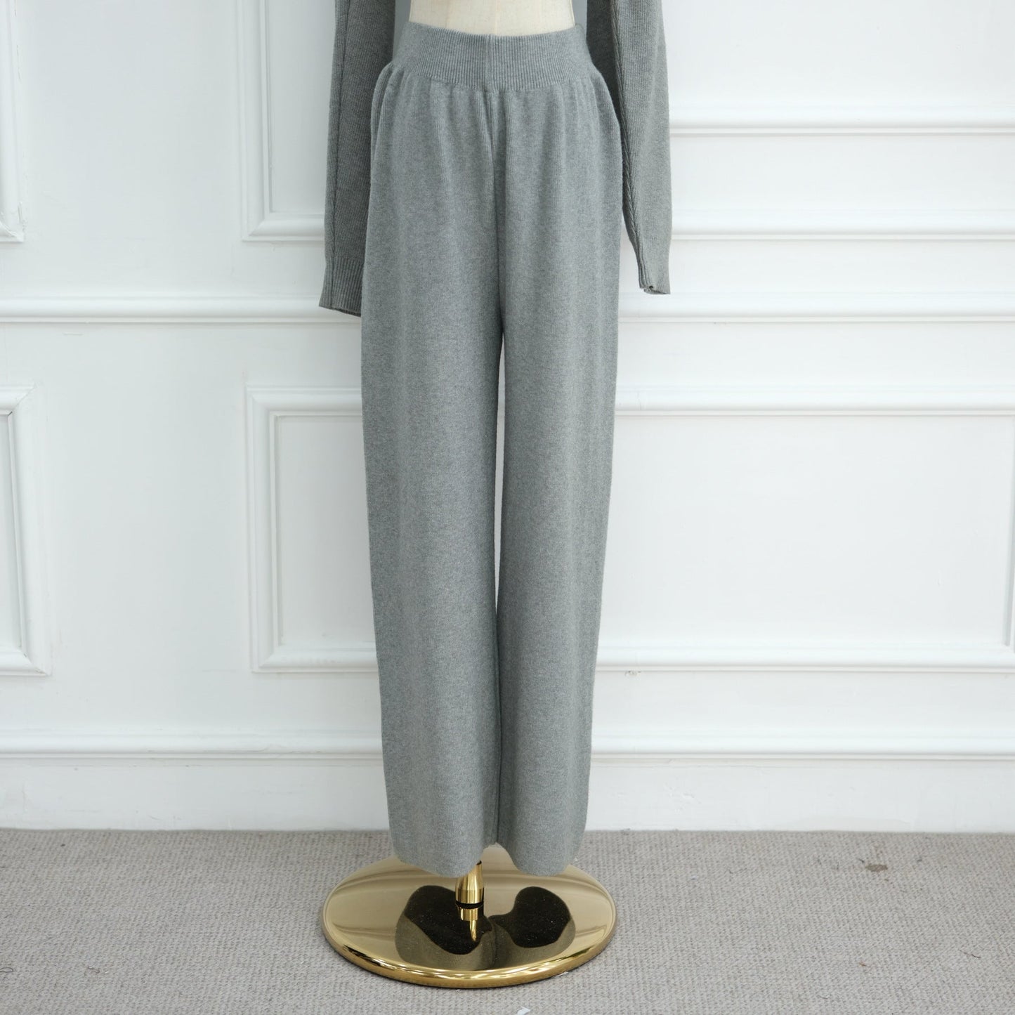 HA6595 Autumn and Winter Thickened Knitted Suit (Not Including Headscarf) | Simple Solid Color Two-Piece Suit