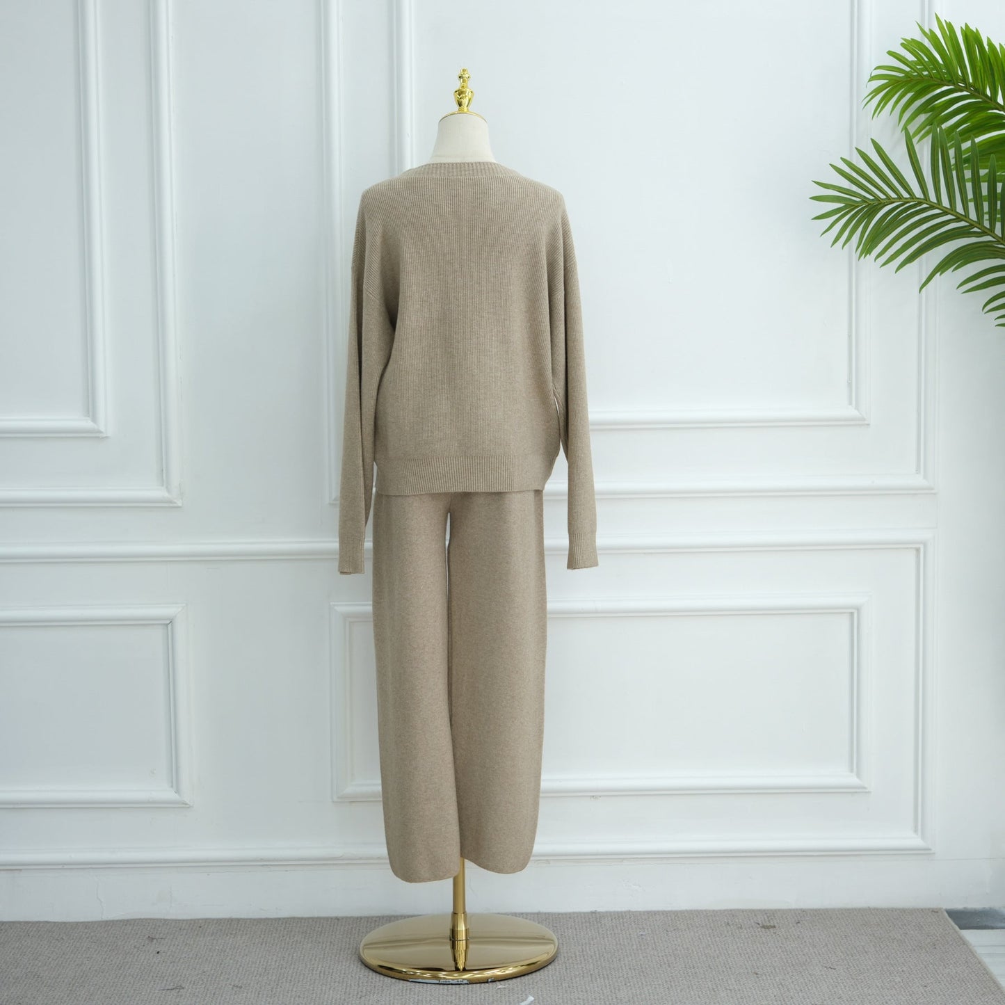 HA6595 Autumn and Winter Thickened Knitted Suit (Not Including Headscarf) | Simple Solid Color Two-Piece Suit