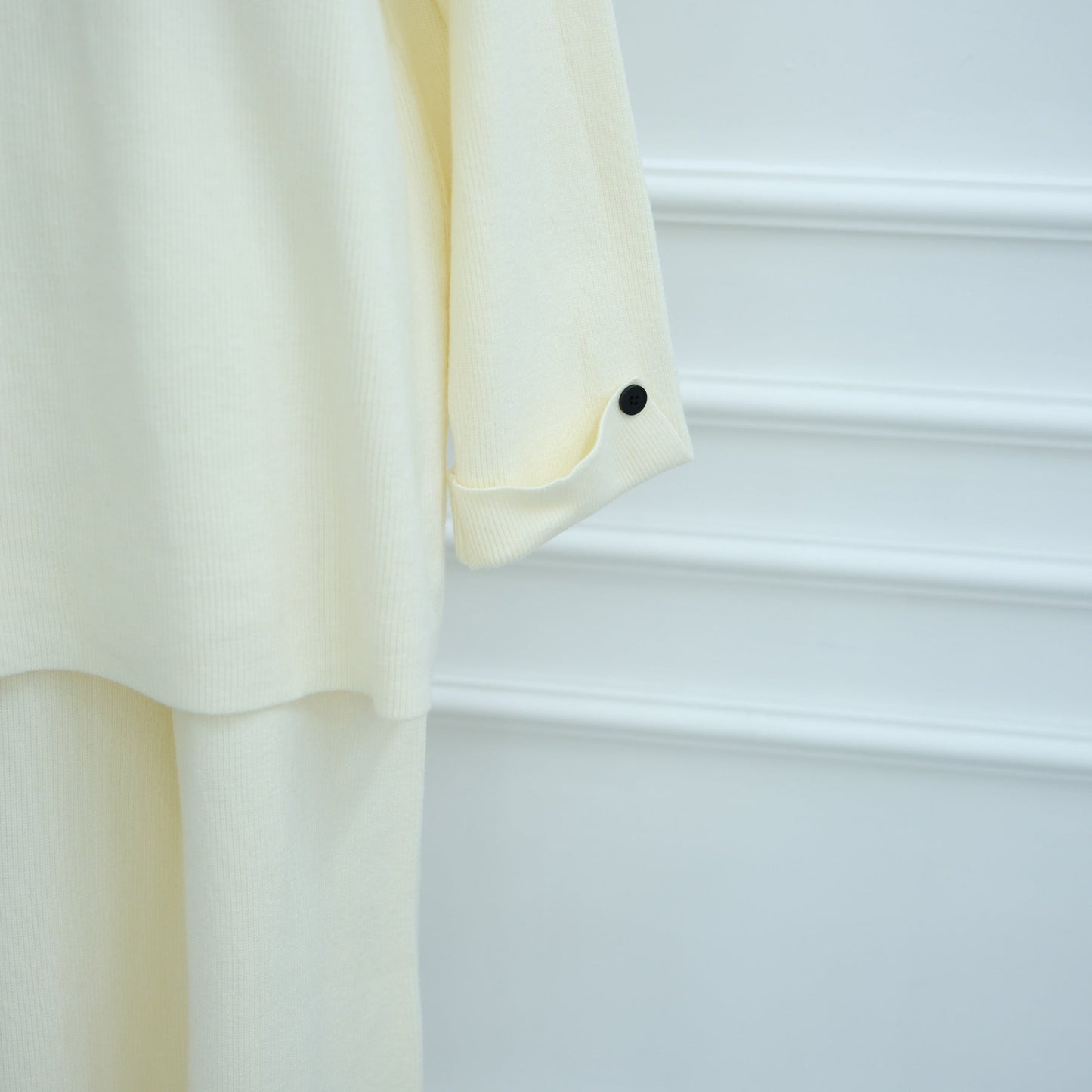 HA6600 Autumn and winter thickened knitted suit solid color two-piece suit (headscarf not included) cuff button design