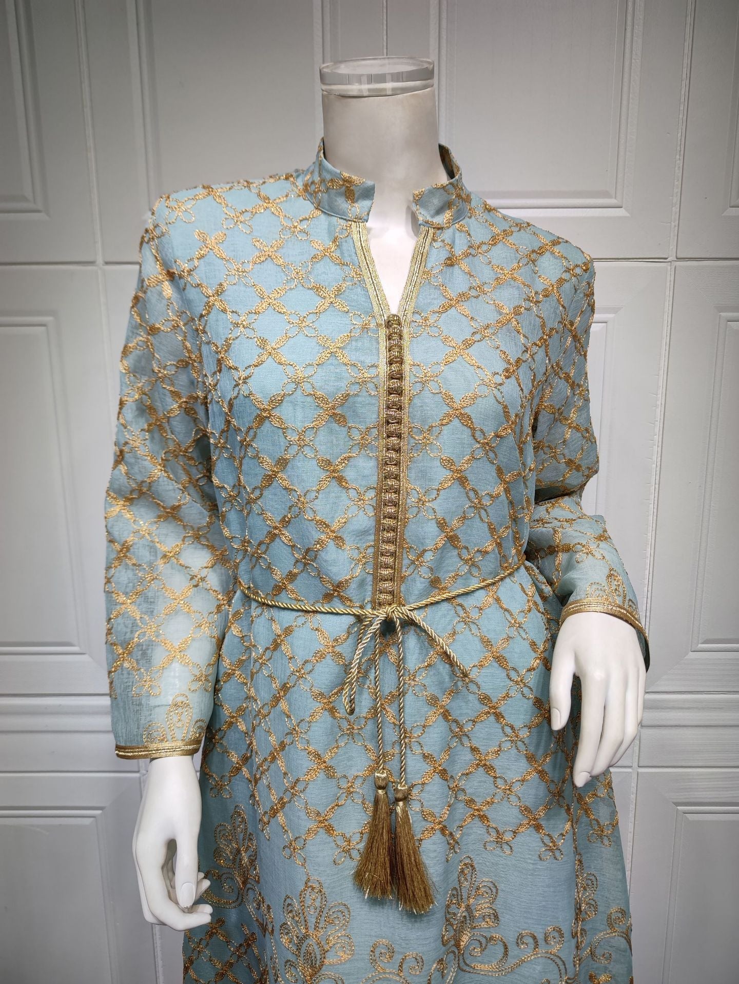 HA6640 Elegant Openwork Embroidered Abaya Long Dress