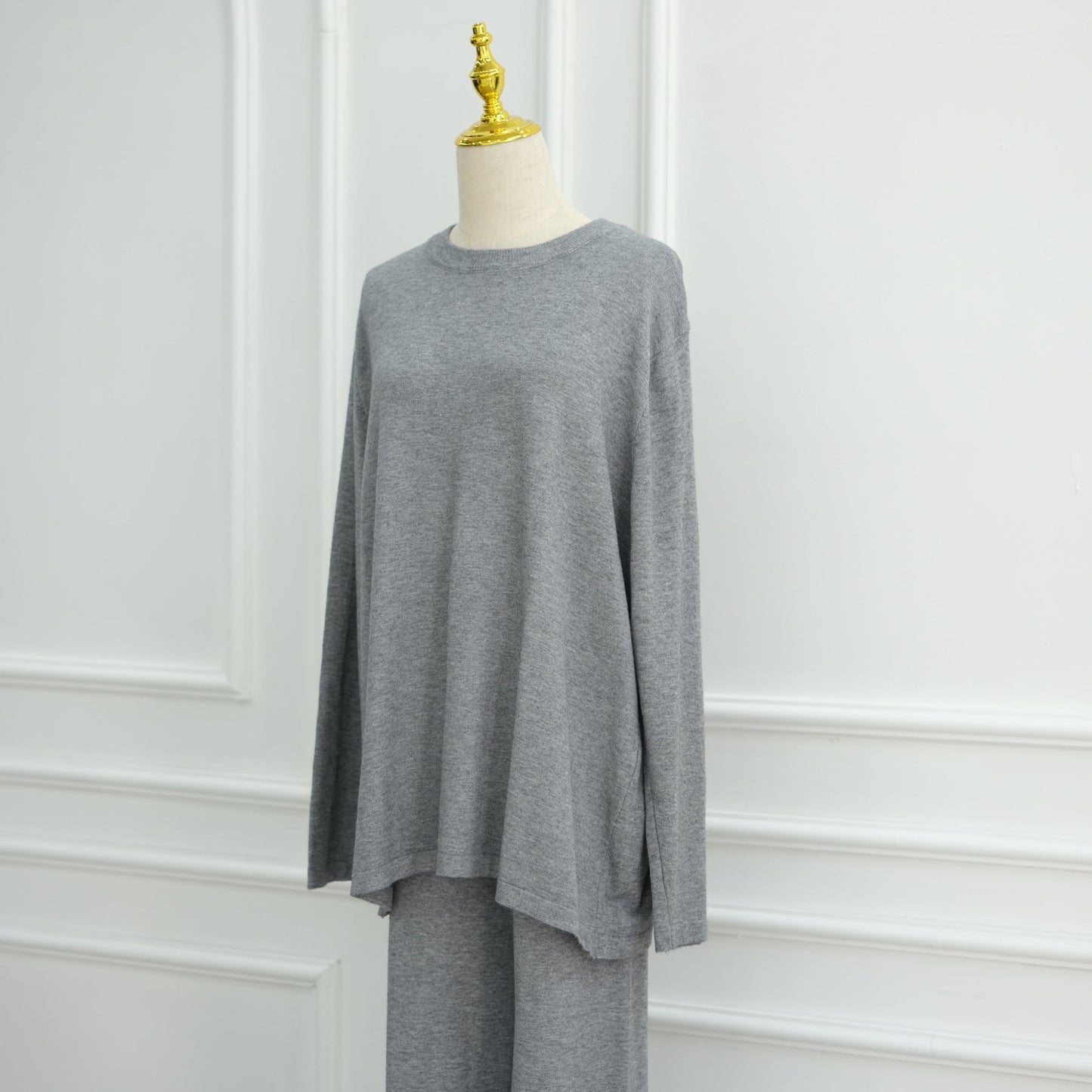 HA6593 Soft knitted home set | Simple solid color two-piece set