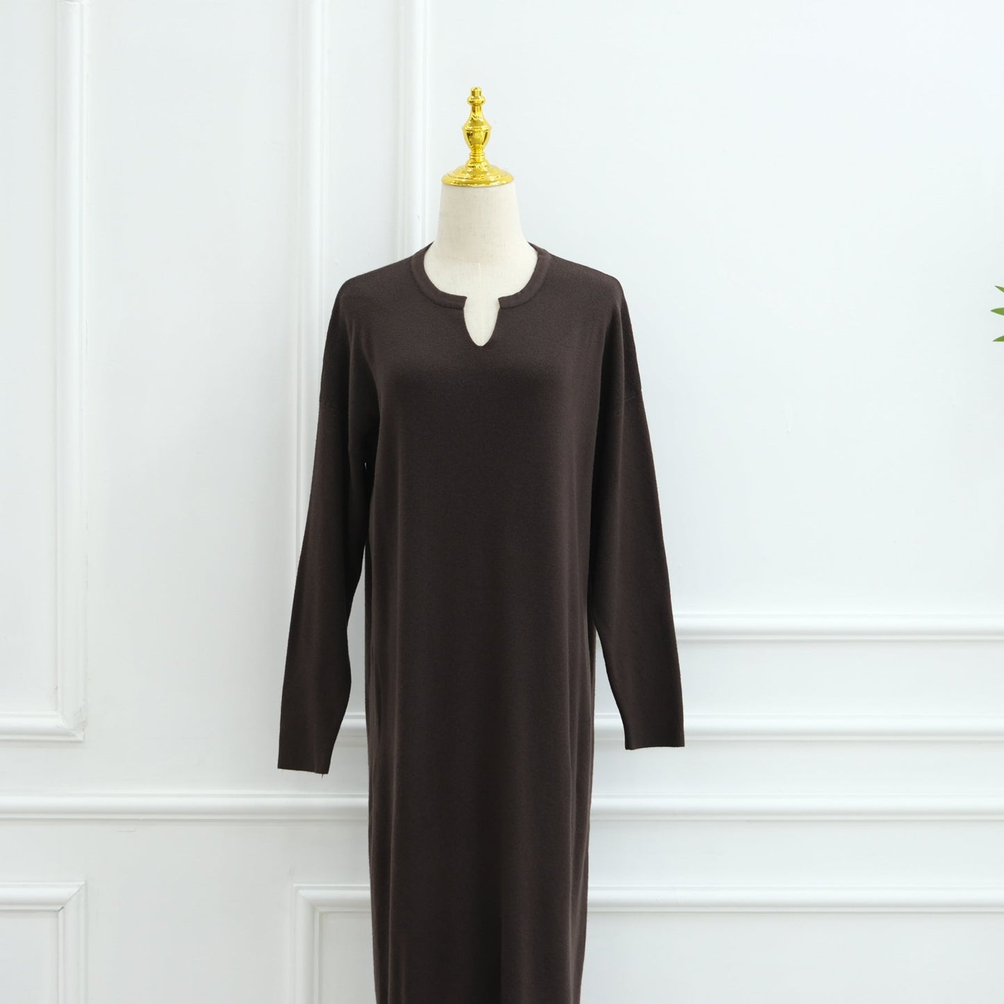 HA6598 Autumn and Winter Knitted Dress, Long Solid Color (headscarf Not Included)
