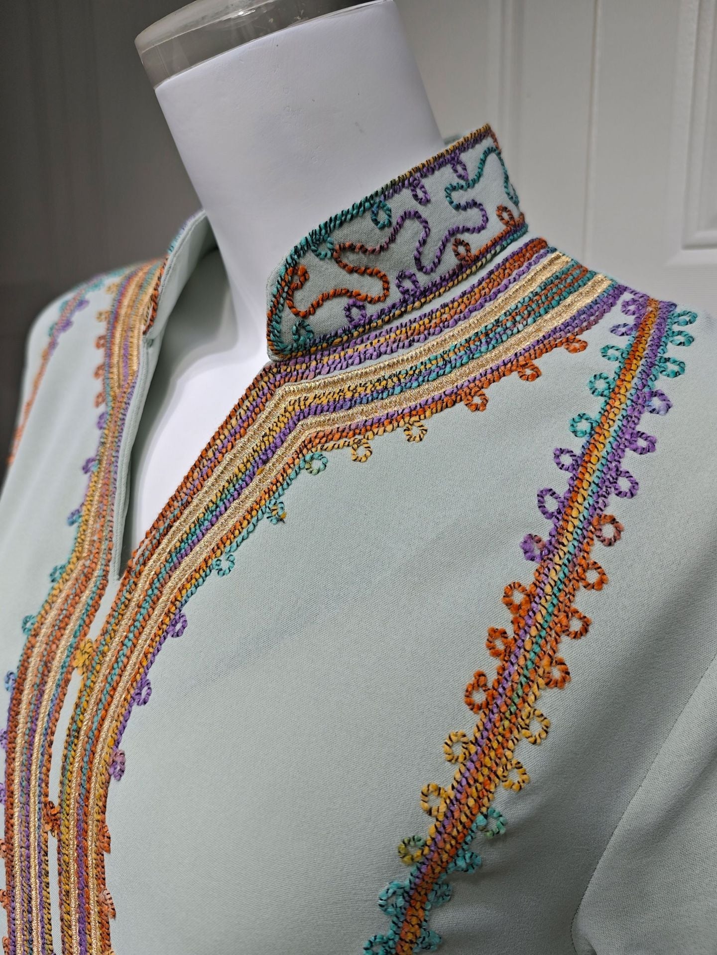 HA6661 Rope Embroidery Pullover Robe Dress, Long Sleeves, Loose Fit.