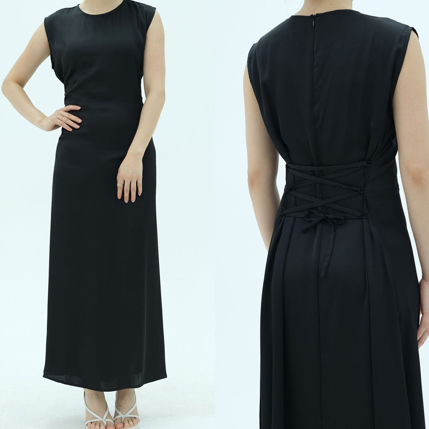 HA6620 Sleeveless Back Tie Dress (One-Piece)