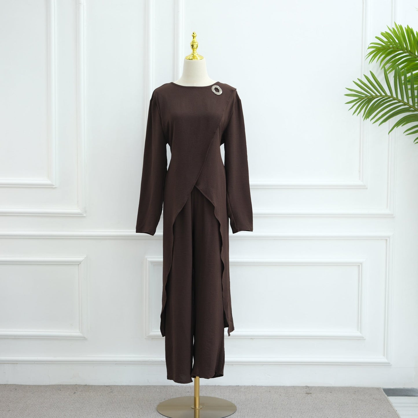 HA6605 Stylish asymmetrical two-piece set (with optional headscarf)