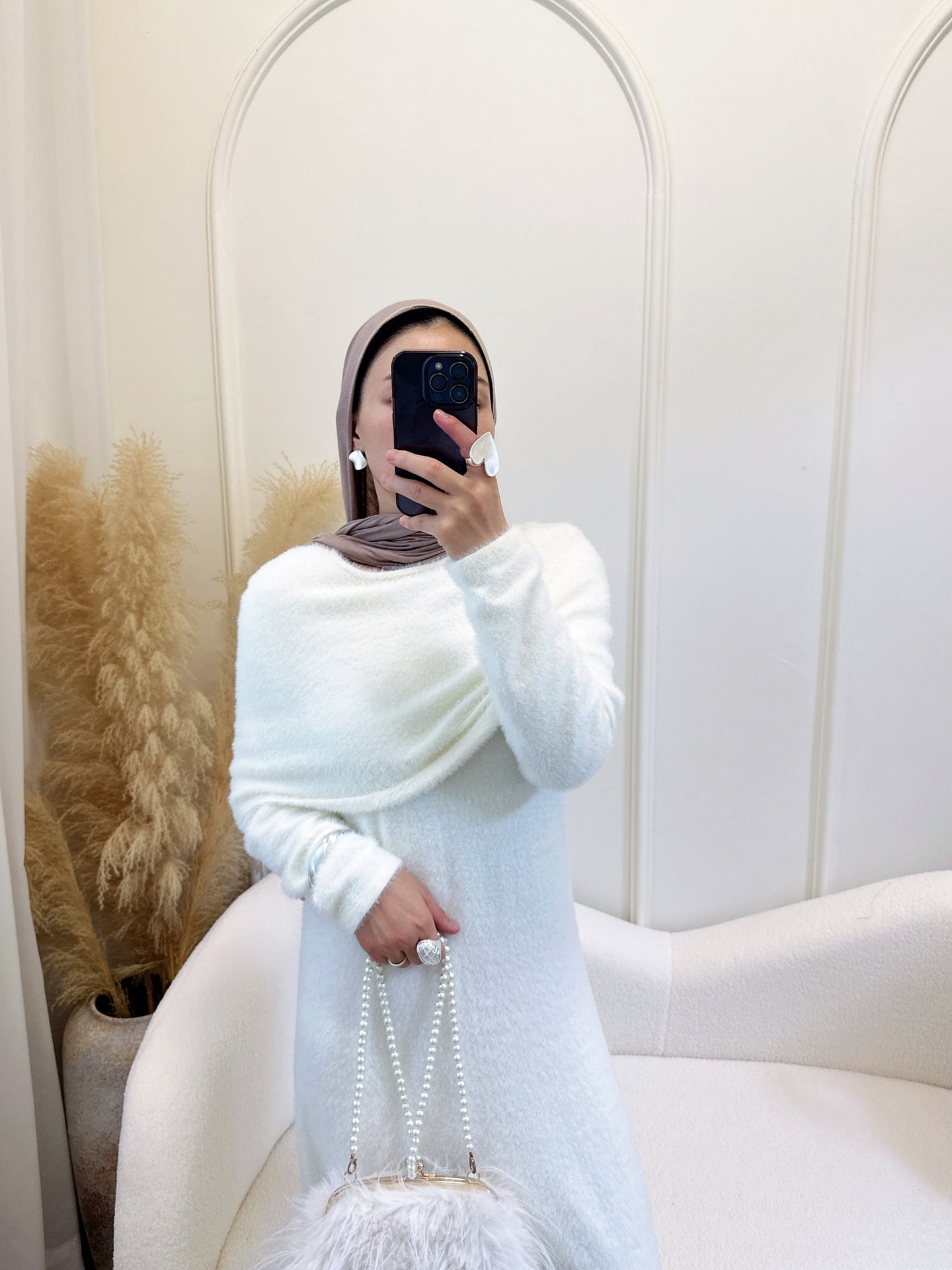 HA6604  Slim-fit Knit Sweater Two-piece Set with Shawl Design (headscarf Optional)