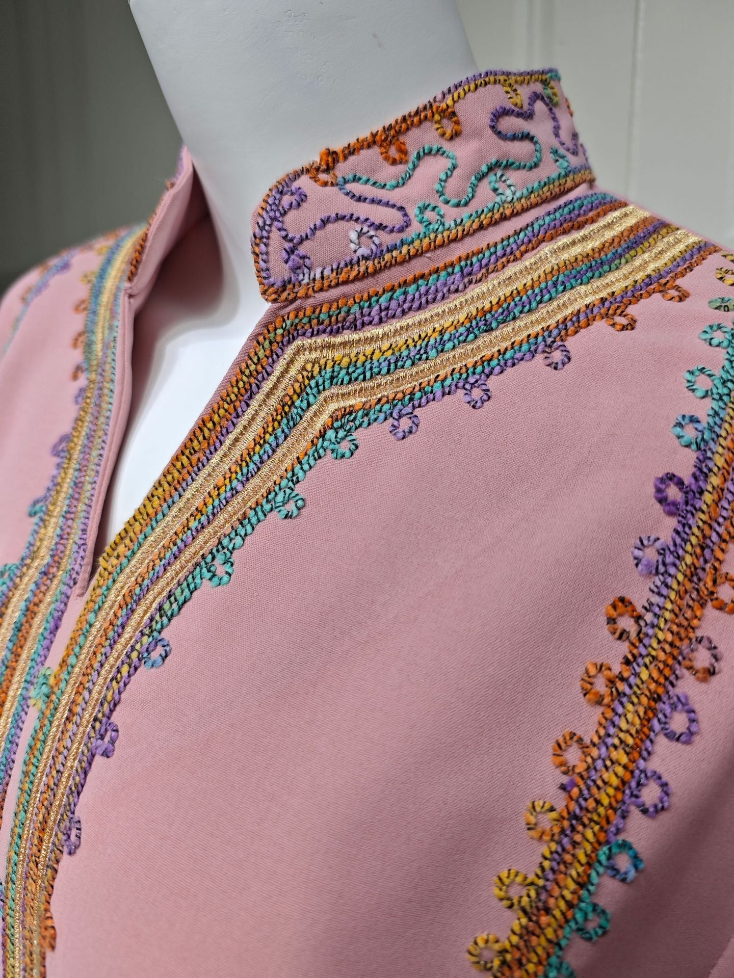 HA6661 Rope Embroidery Pullover Robe Dress, Long Sleeves, Loose Fit.