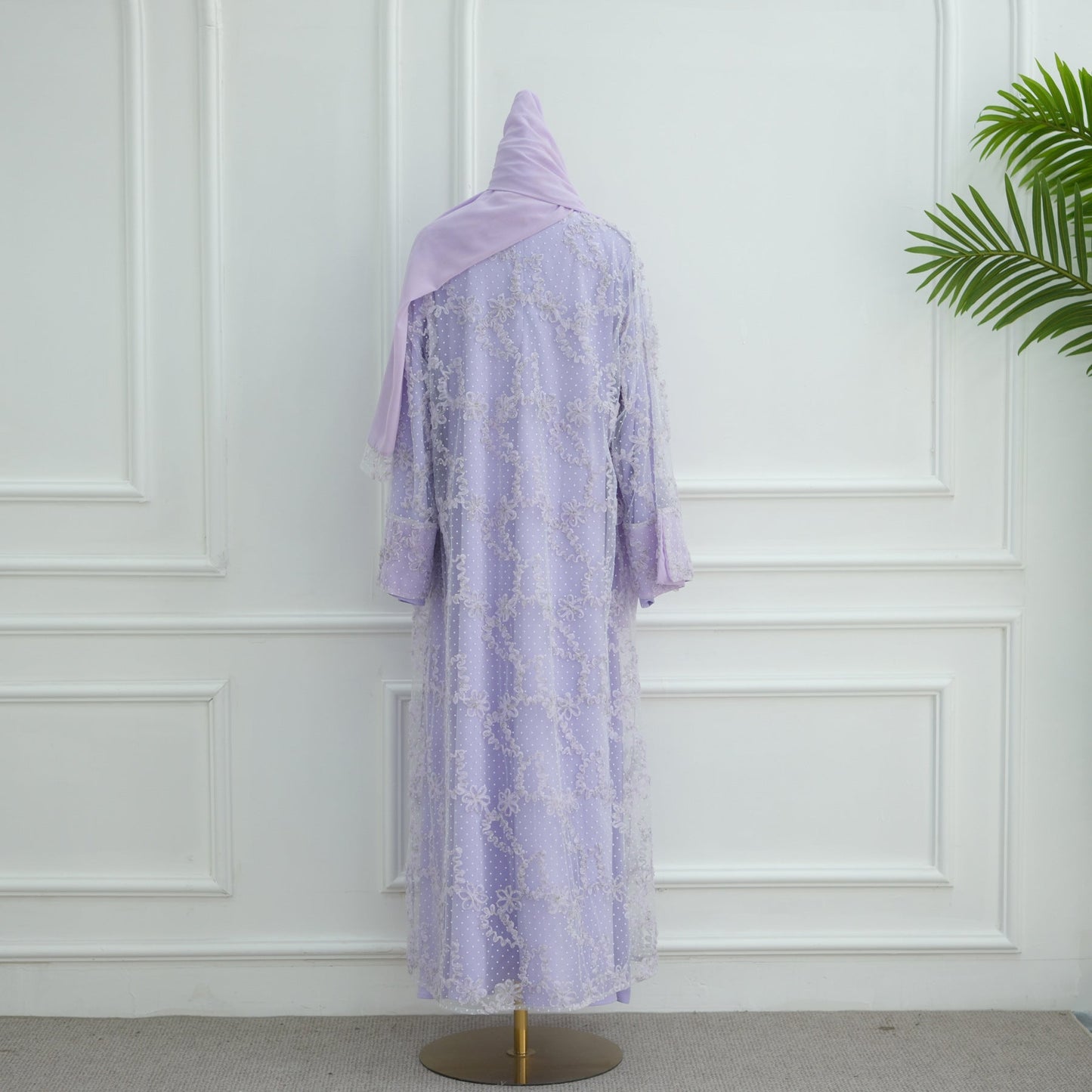 HA6622 3D flower mesh cardigan (optional headscarf and inner layer)