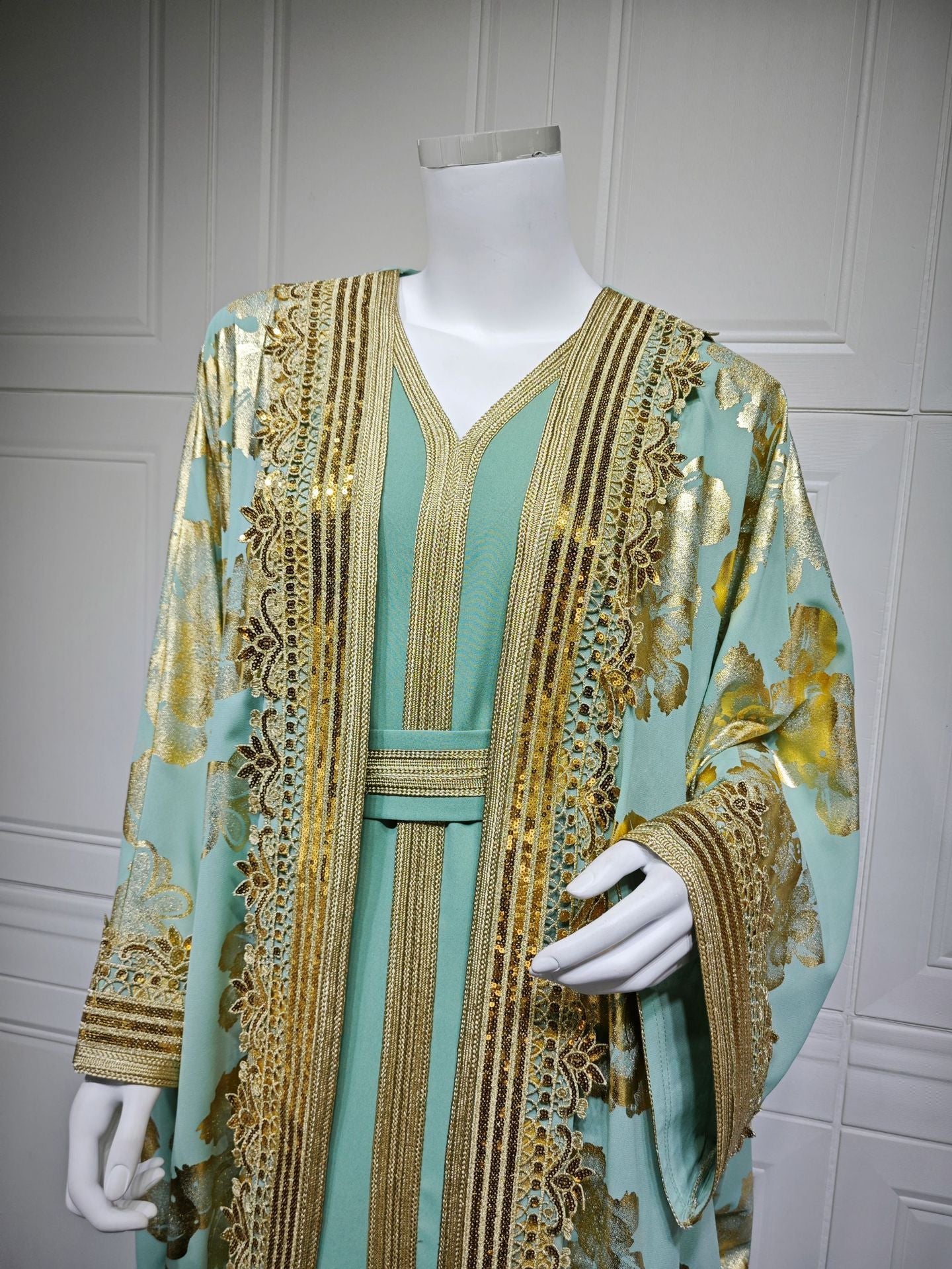 HA6643 Two-piece robe dress with gold foil stamping