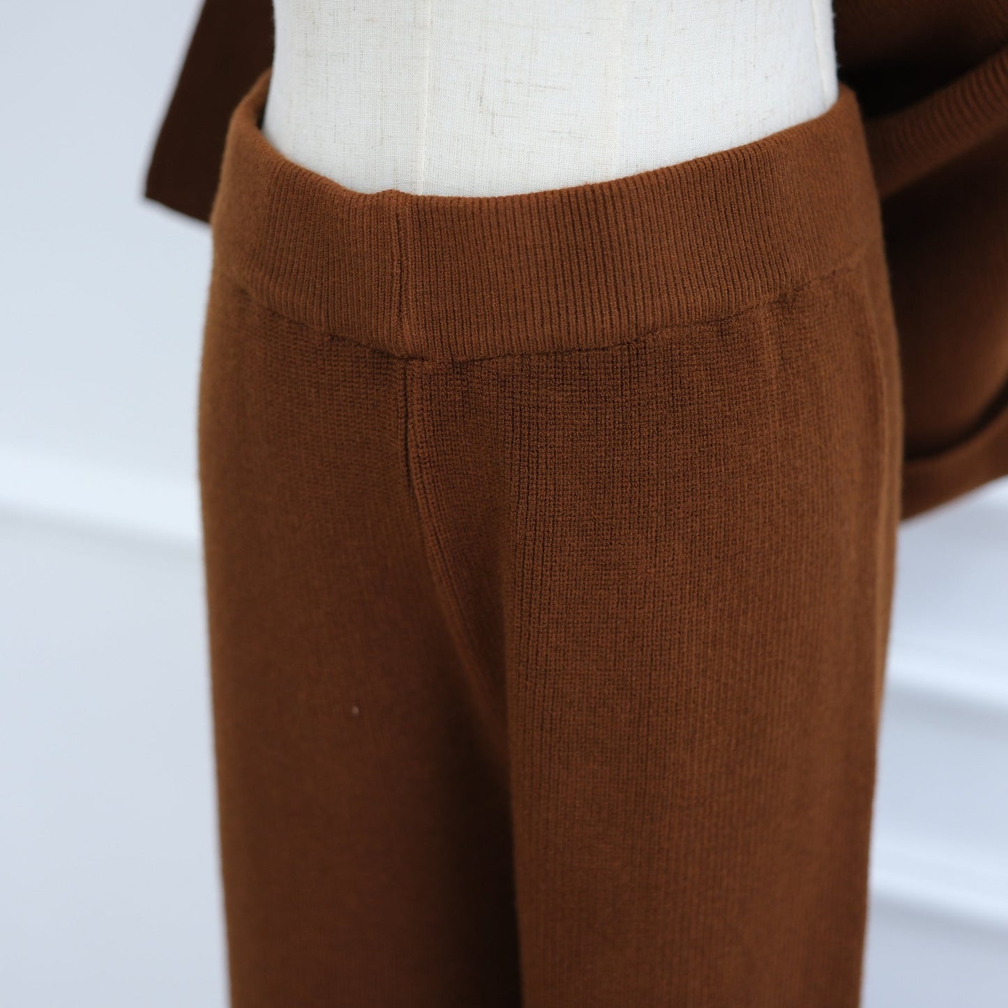 HA6599 Autumn and Winter Thickened Knitted Suit Solid Color Two-piece Suit (excluding Headscarf) Top + Trousers