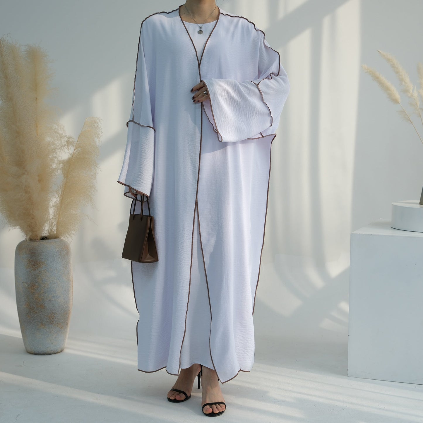 HAYA HA1095 3pcs Set Cardigan+without Sleeves Inner Dress+Hijab