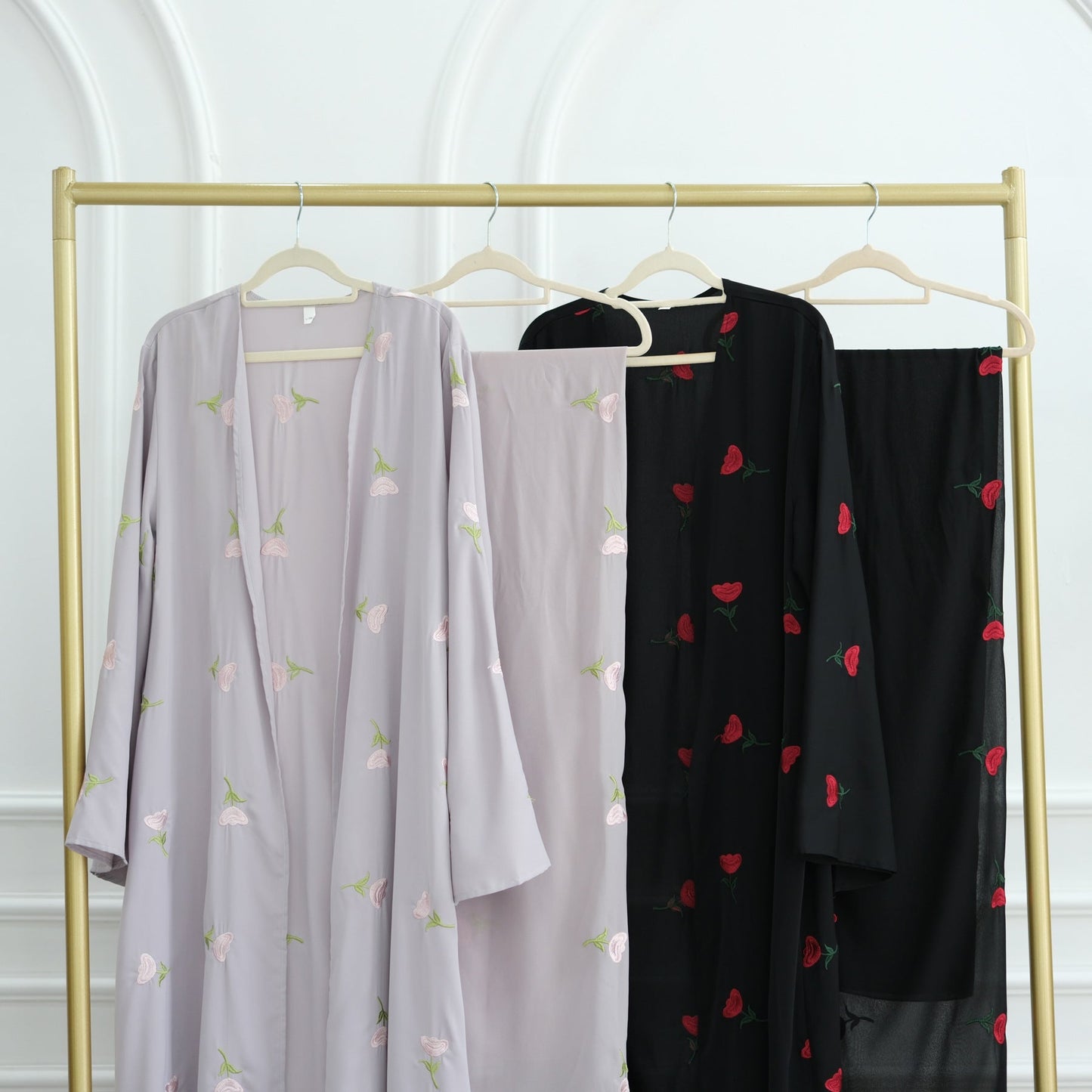 HA6631 Long cardigan with floral embroidery (headscarf optional)