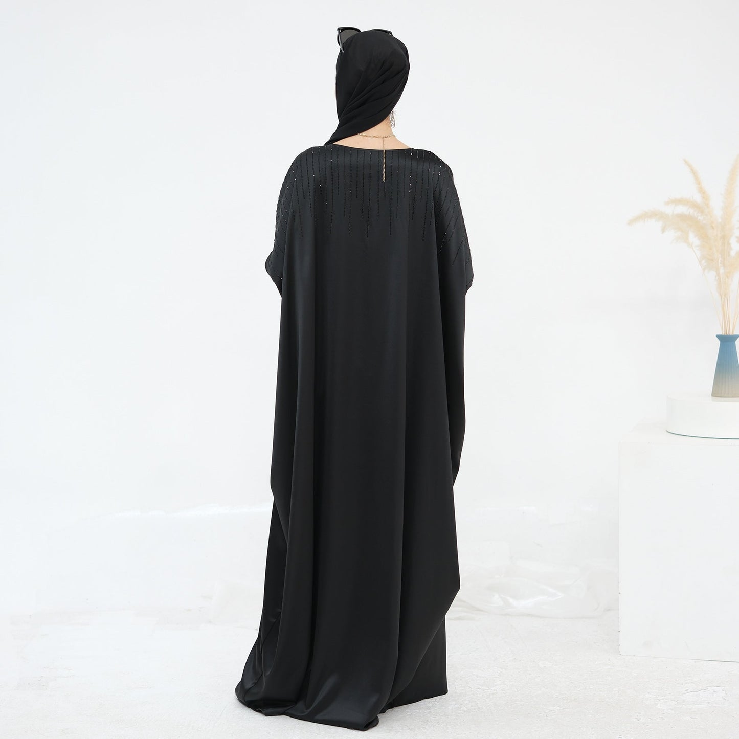 HA6610 Rhinestone-embellished long Abaya dress (headscarf not included)